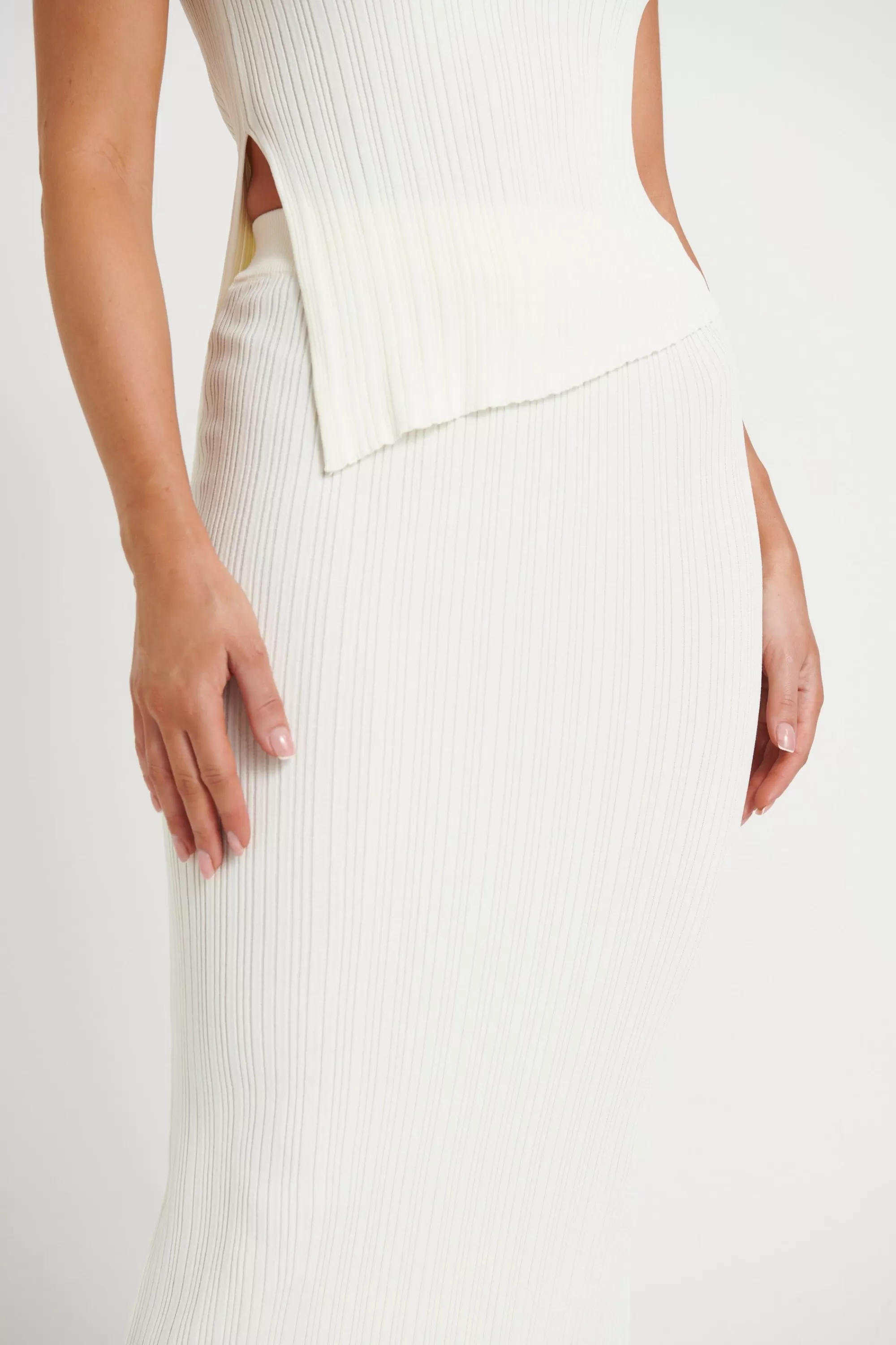 Skirts>Label Levverage Bella Ribbed Skirt White - Final Sale