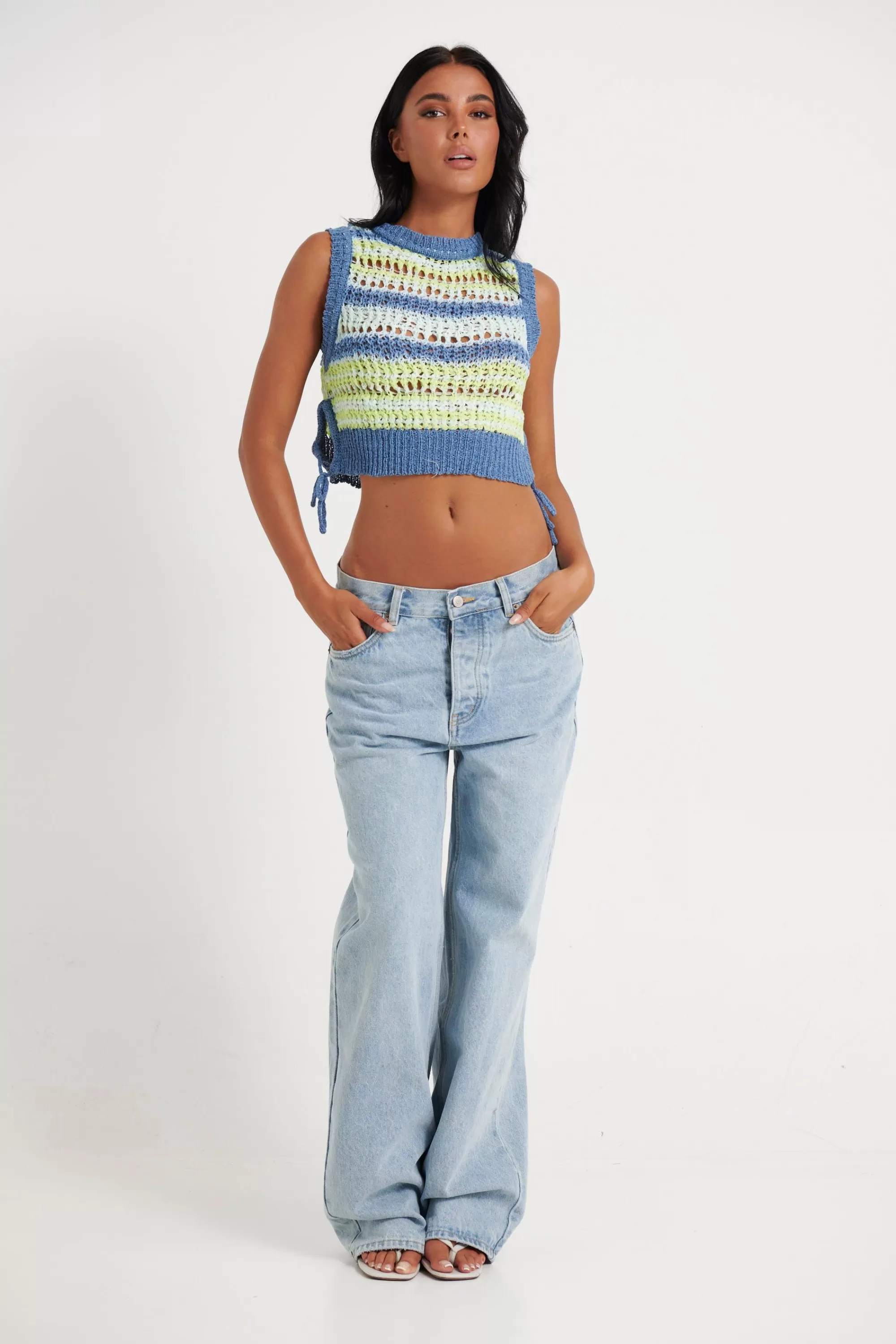 Knitwear>RedBerry Fashion Bianka Crochet Top Green/Blue - Final Sale