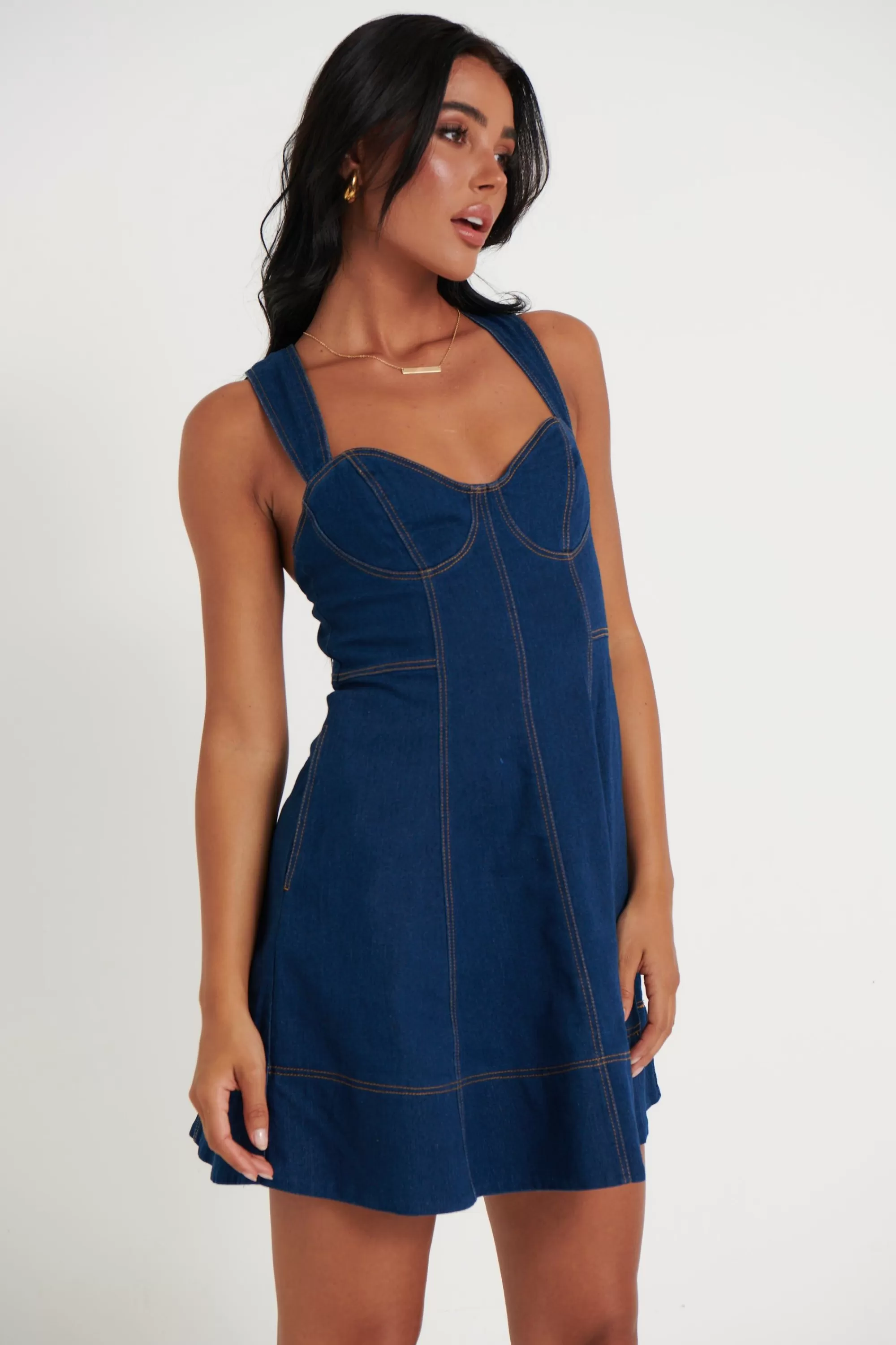 Denim>Sasha u0026 Indikah Bindi Mini Dress Navy - Final Sale