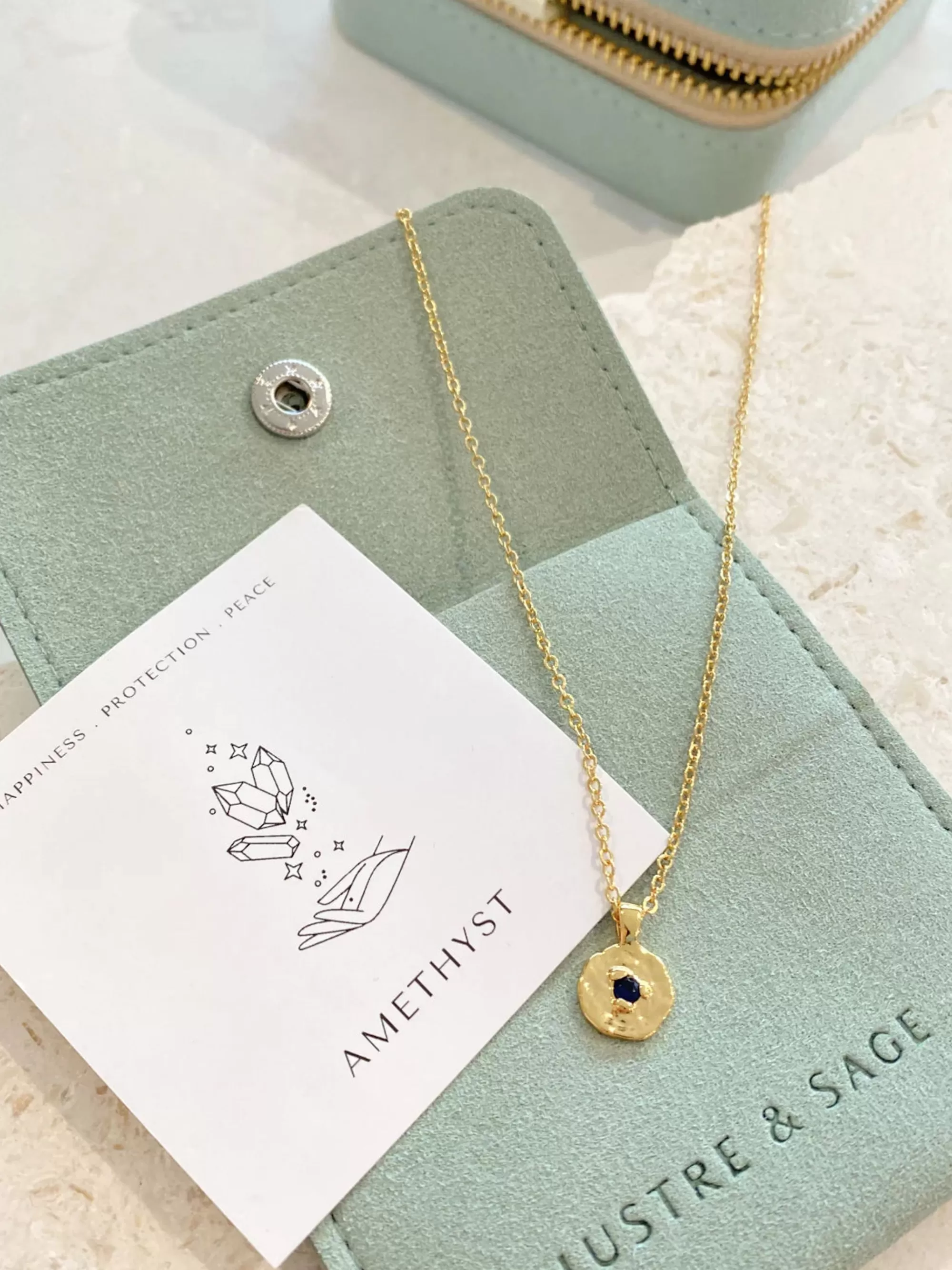 Accessories>Angels Whisper Birthstone 18K Gold Plated Necklace - Feb