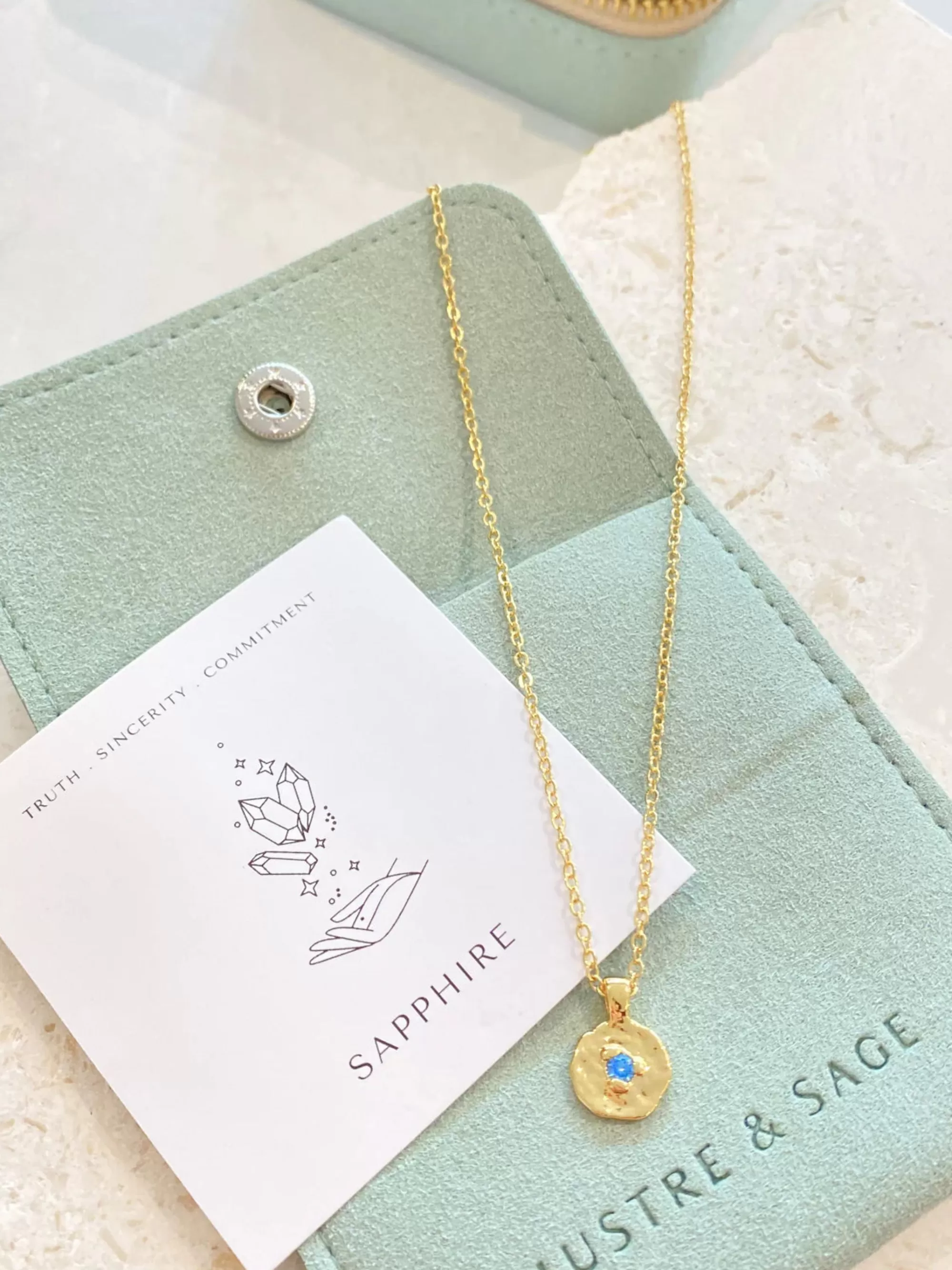 Accessories>Angels Whisper Birthstone 18K Gold Plated Necklace - September