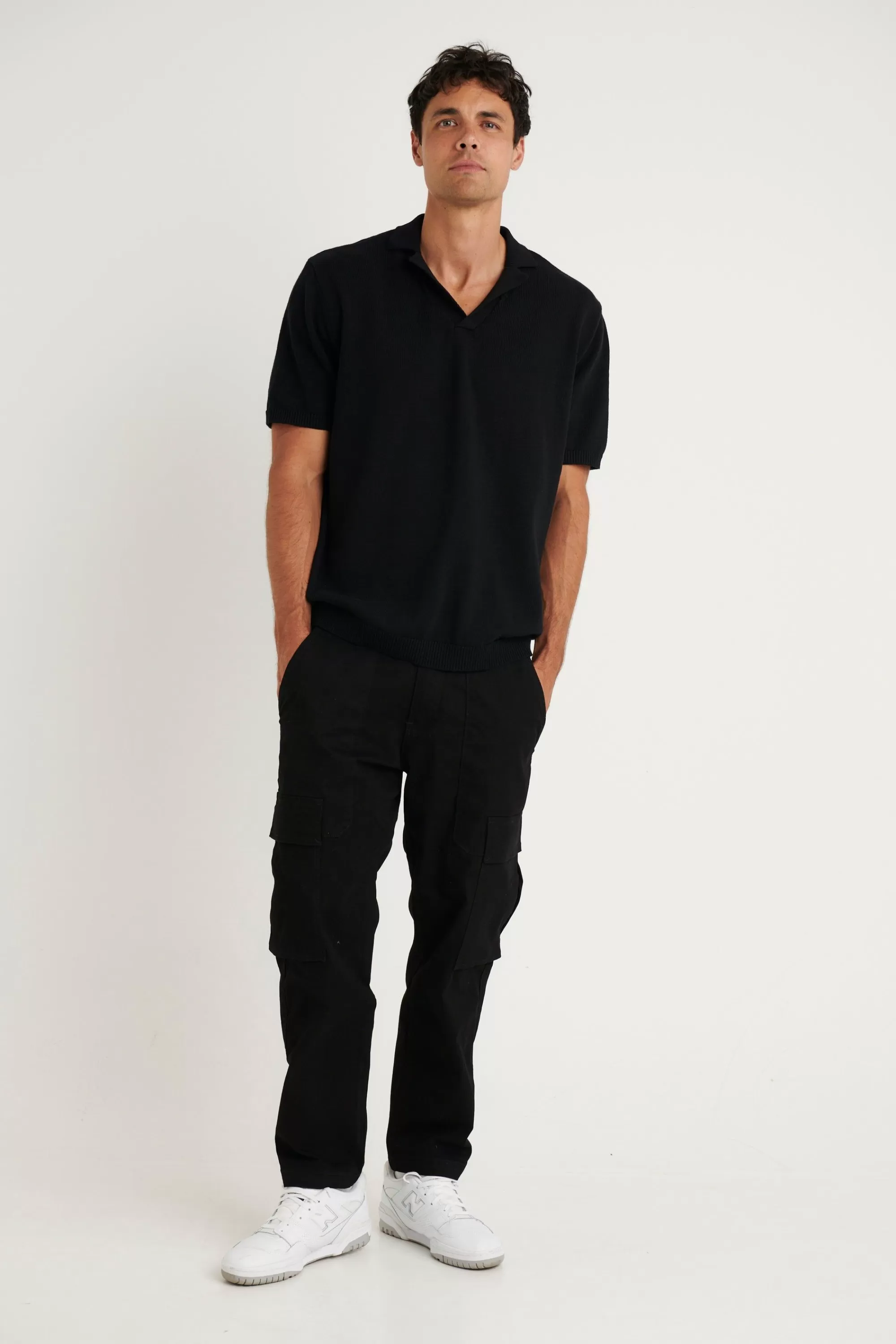 Shirts>Sampson and Taylor Brody Knit Polo Black