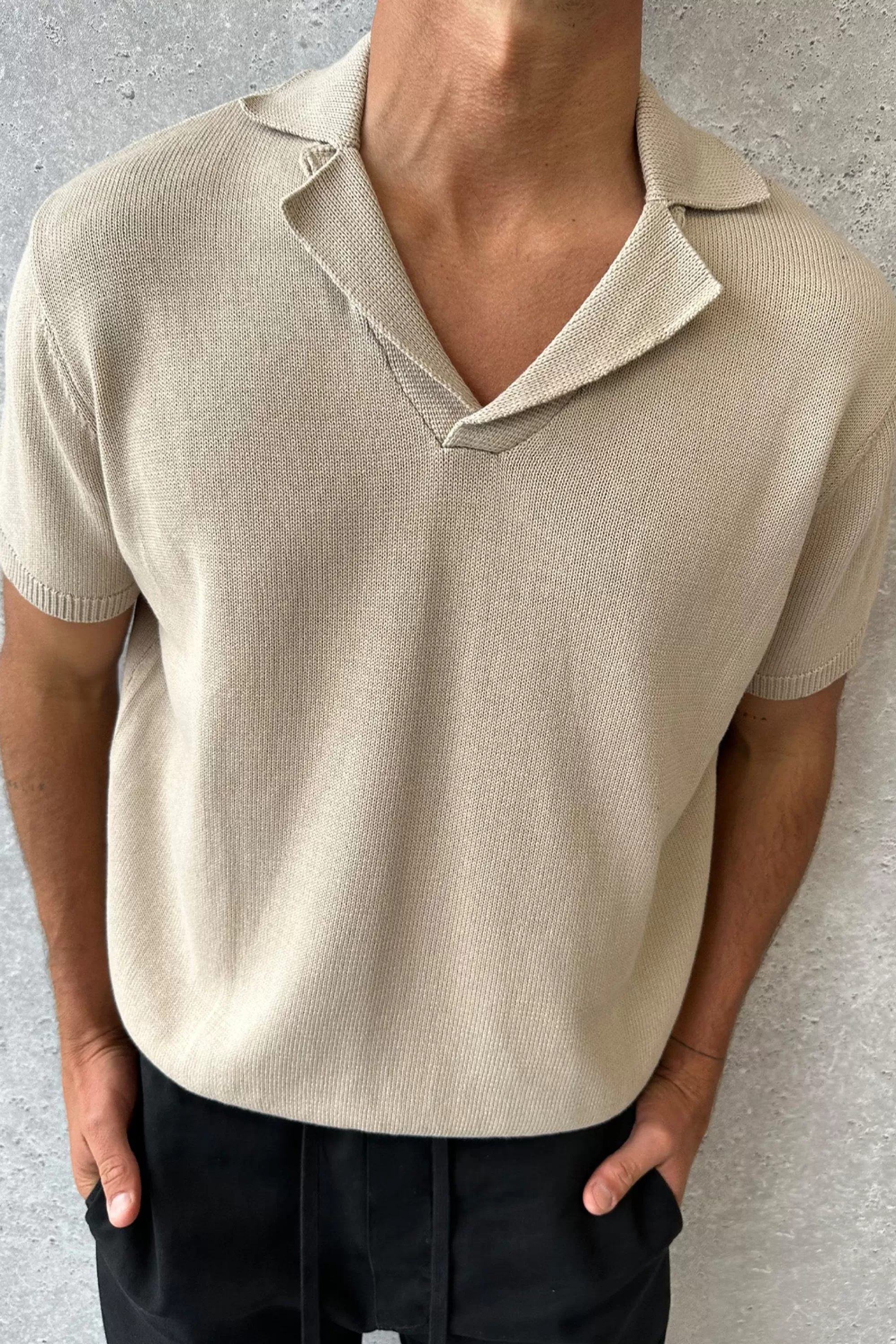 Shirts>Sampson and Taylor Brody Knit Polo Oat