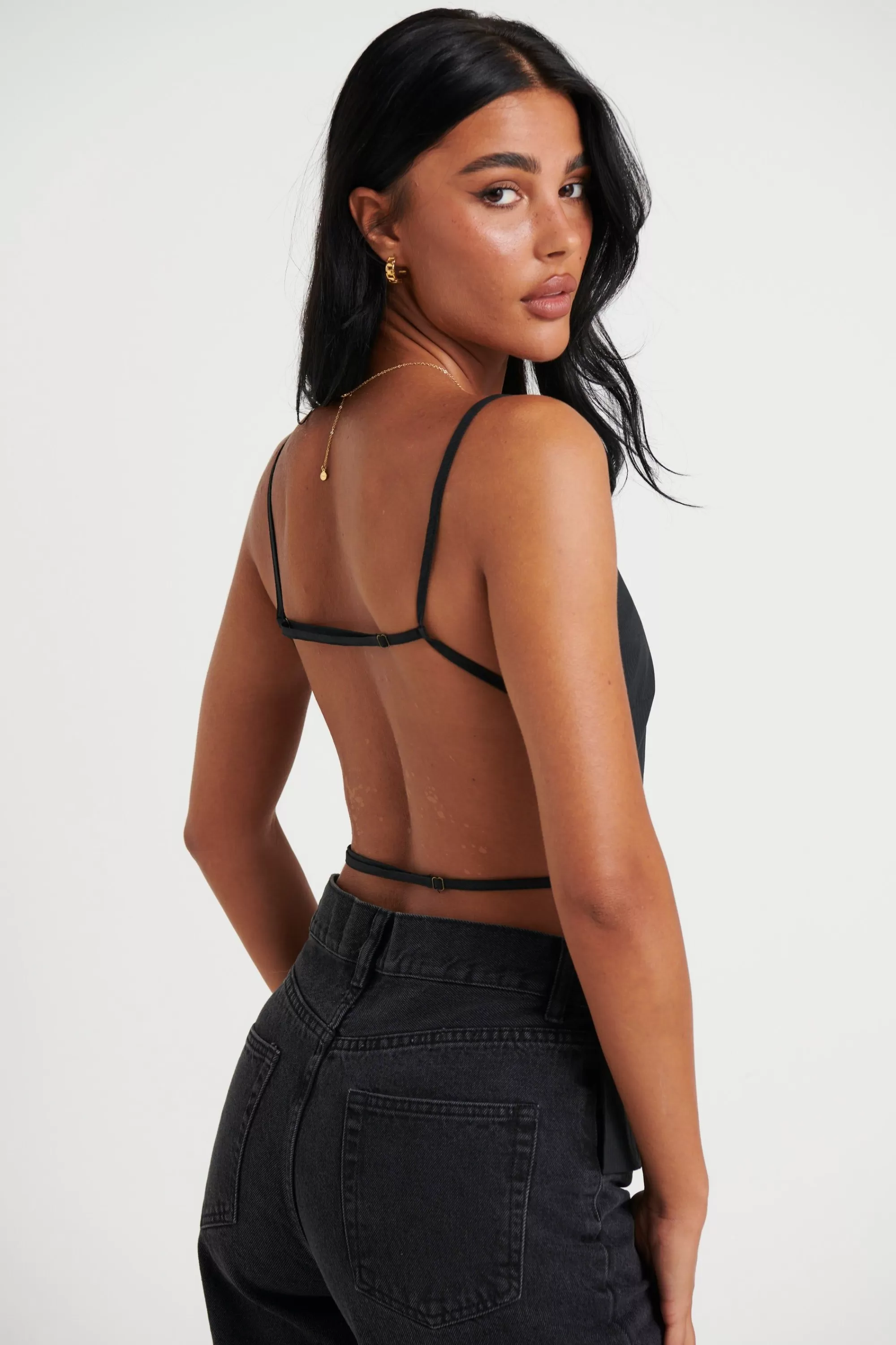 Tops>Lioness Camille Backless Top Onyx Stripe