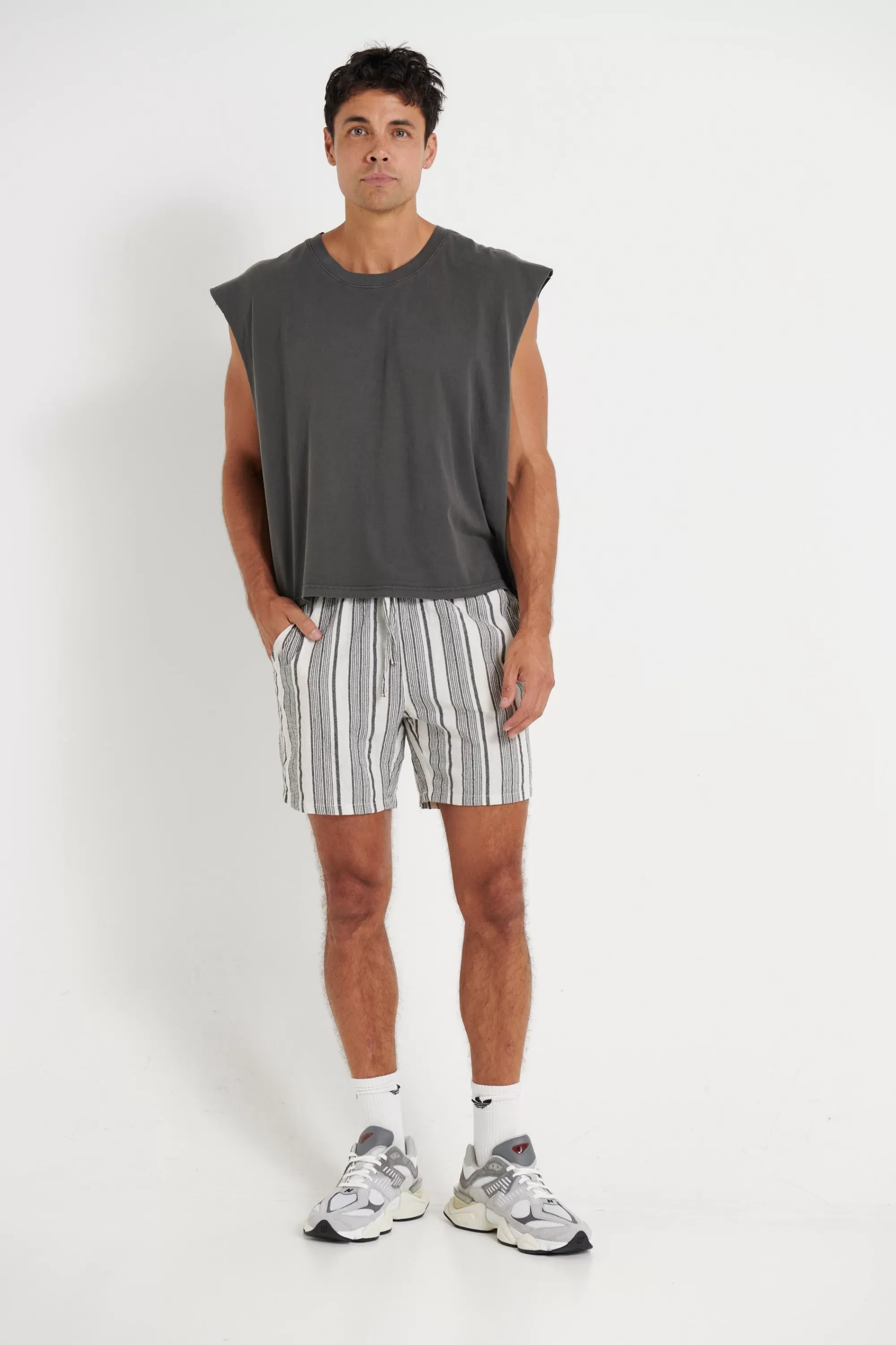 Shorts>Sampson and Taylor Capri Cotton Short Vertical Stripe