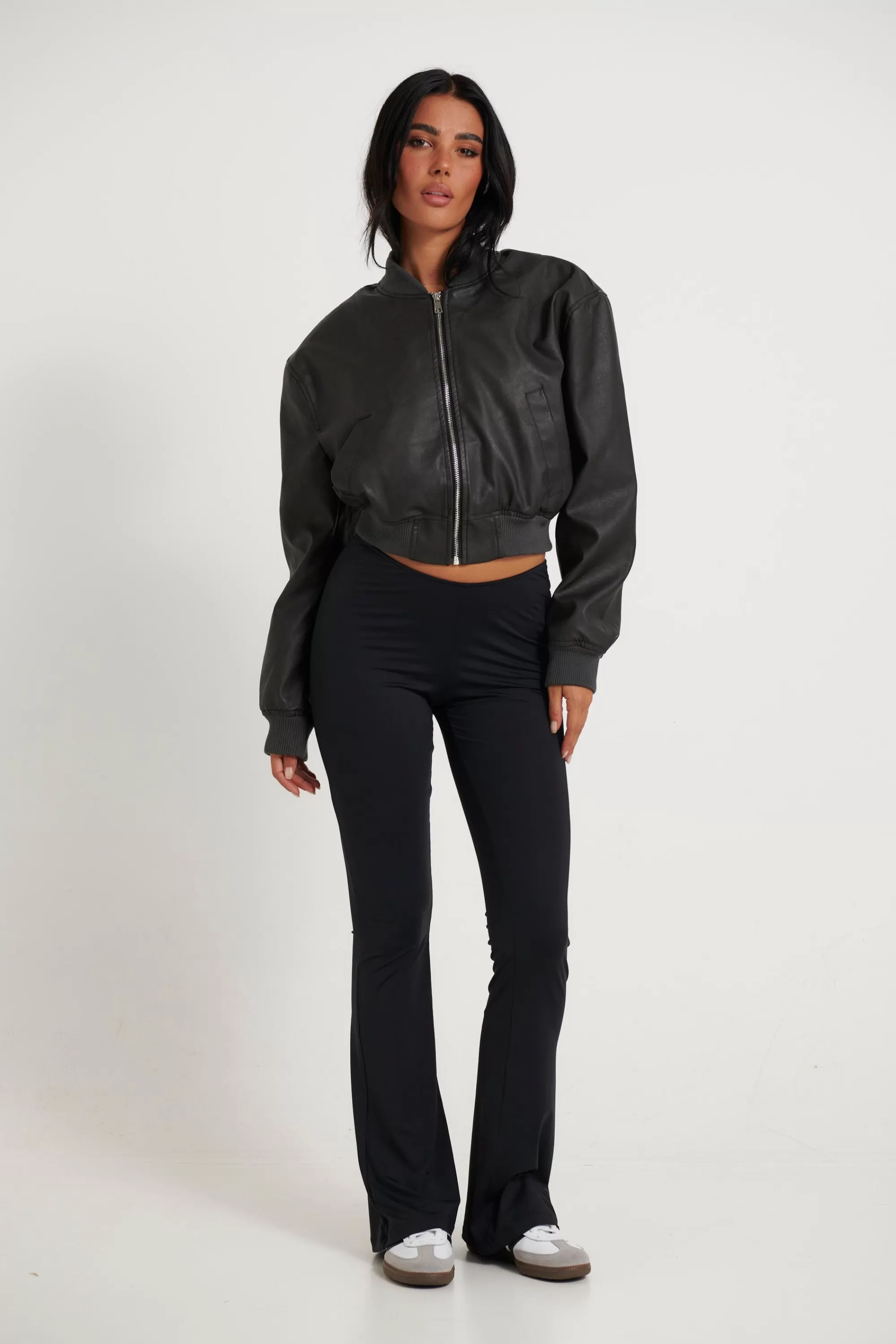 Jackets & Blazers>qtrendfashion Carrie Cropped Bomber Black