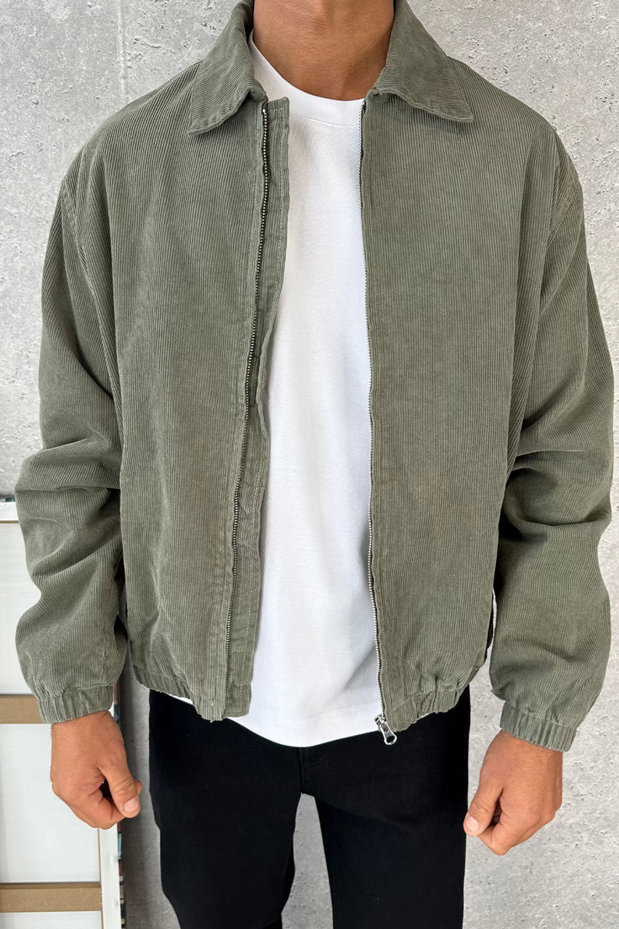 Jackets>Sampson and Taylor Collar Cord Bomber Khaki