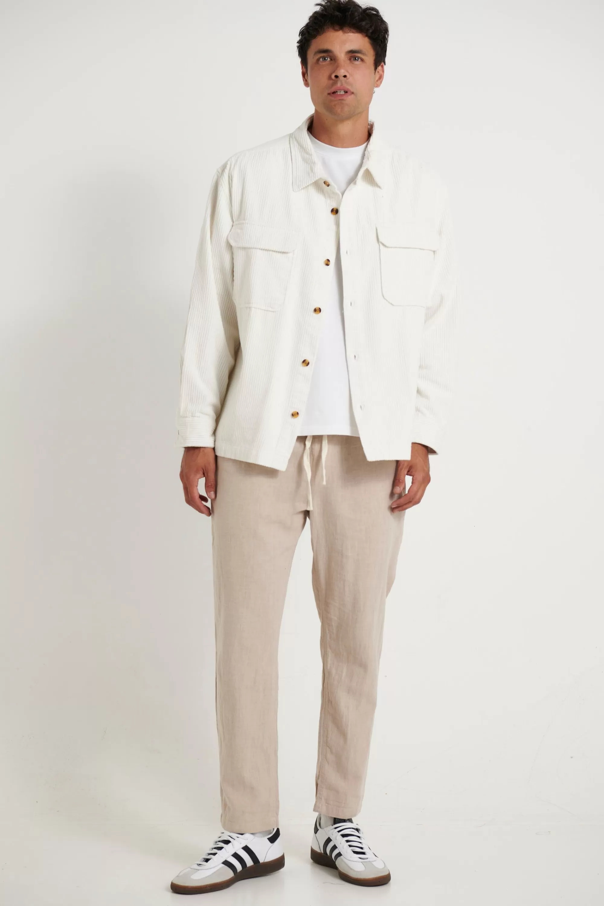 Shirts>Sampson and Taylor Dion Cord Overshirt Ivory