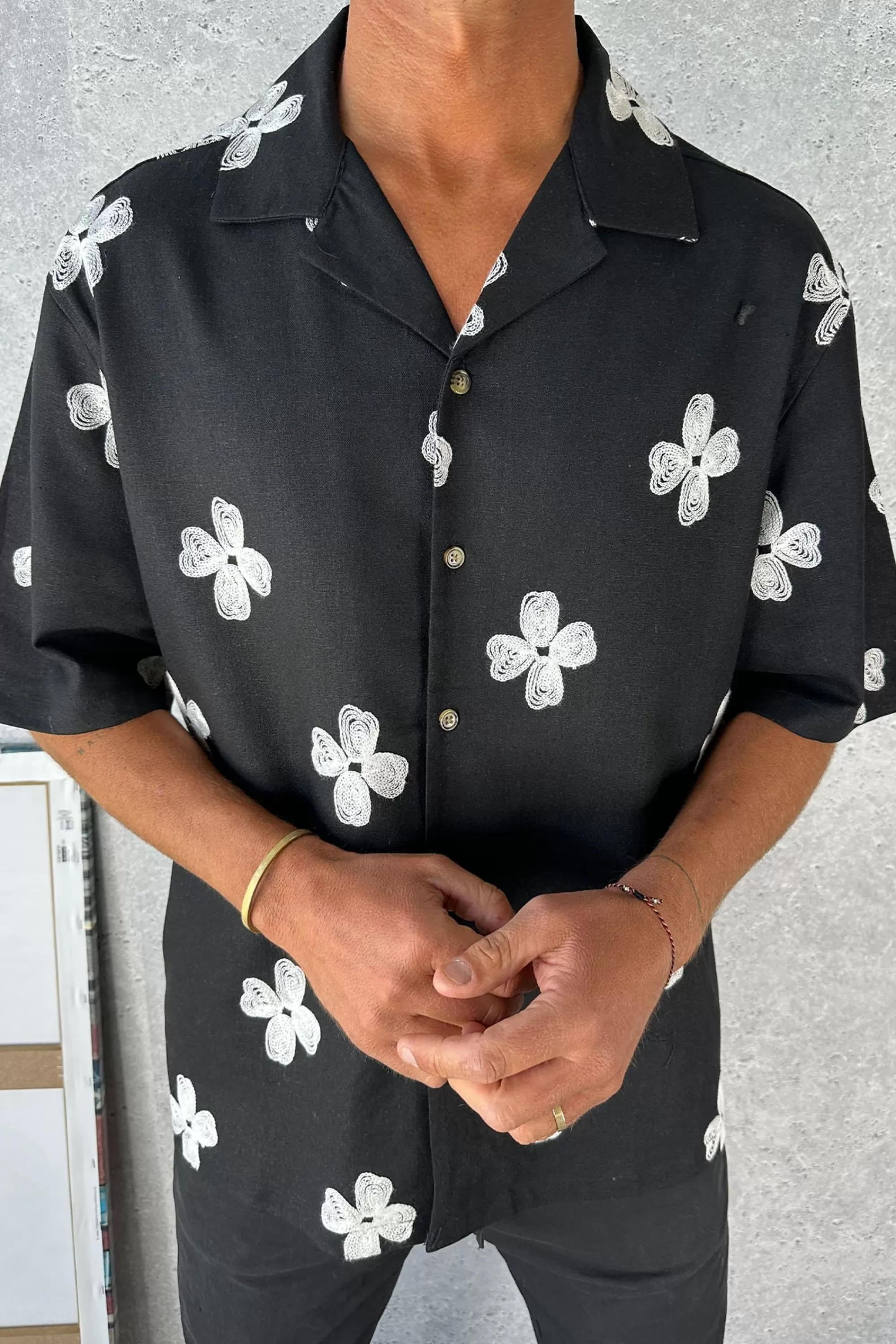 Shirts>Sampson and Taylor Drop 1 Premium Floral Weave Shirt Black