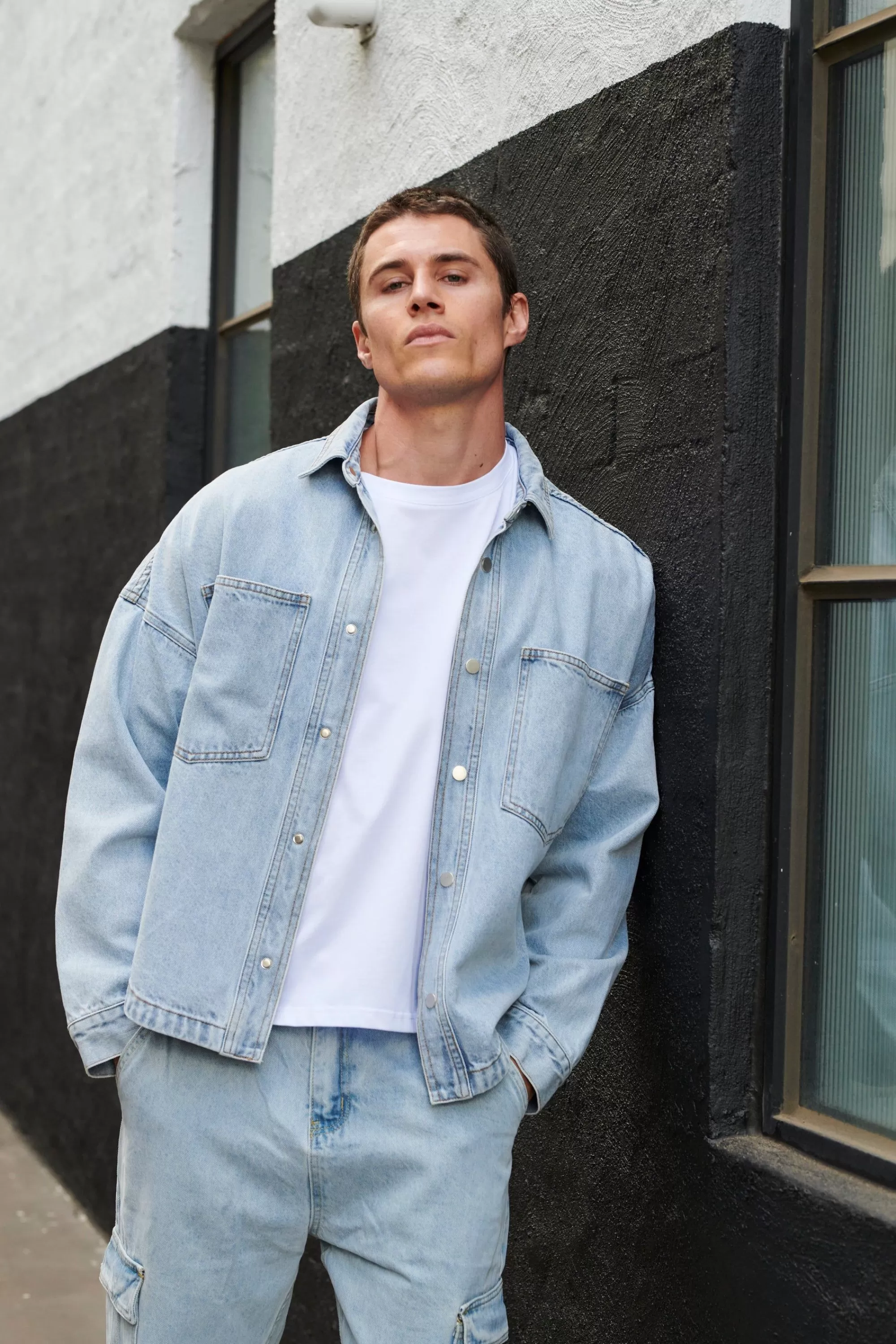 Denim>Sampson and Taylor Drop Shoulder Denim Shirt Blue