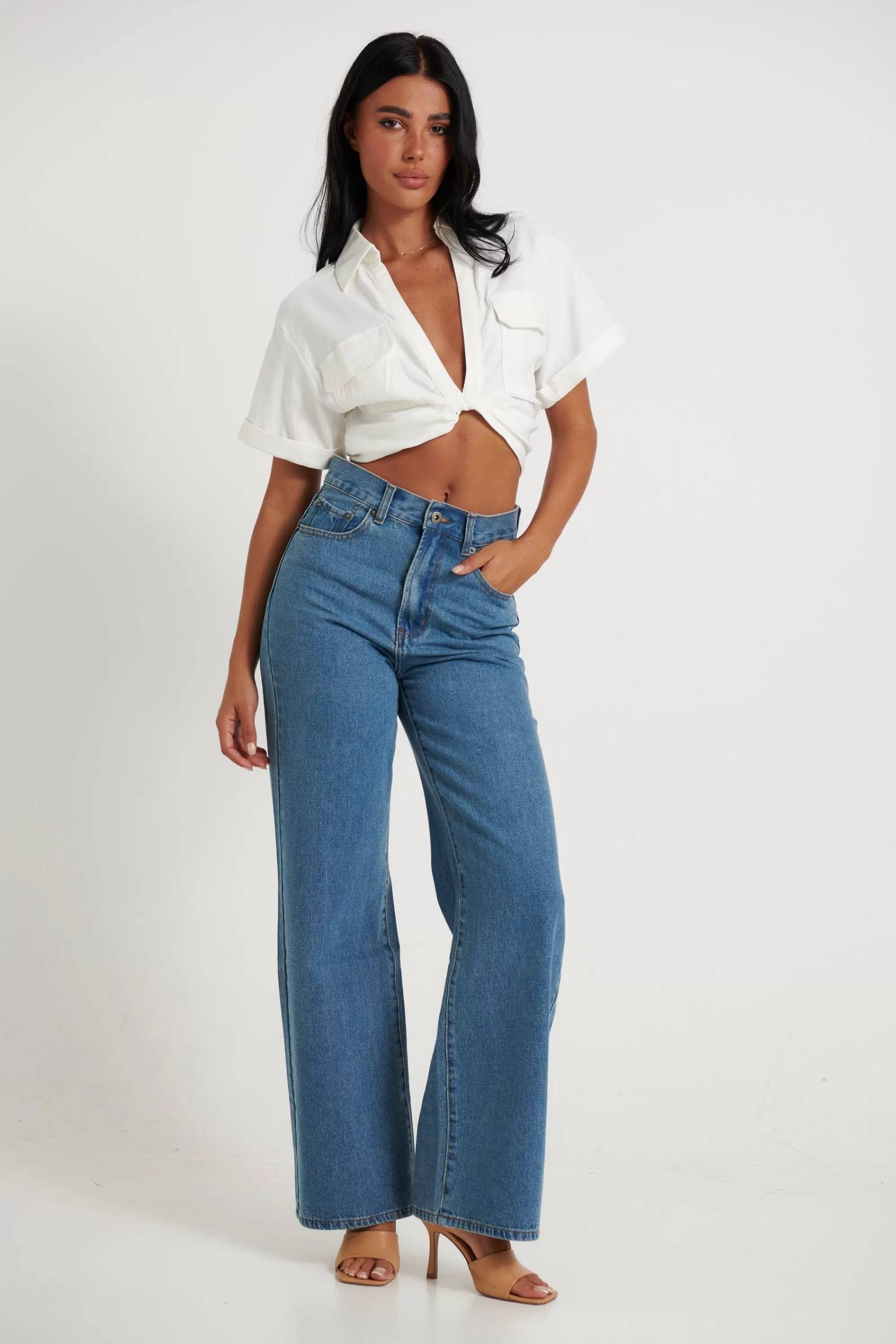 Shirts>Oscar St Eliza Cropped Shirt White