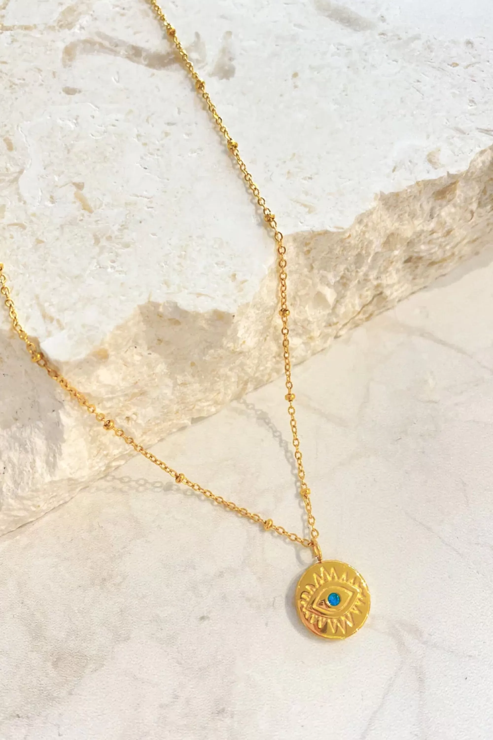 Accessories>Angels Whisper Emerald Evil Eye Necklace Gold