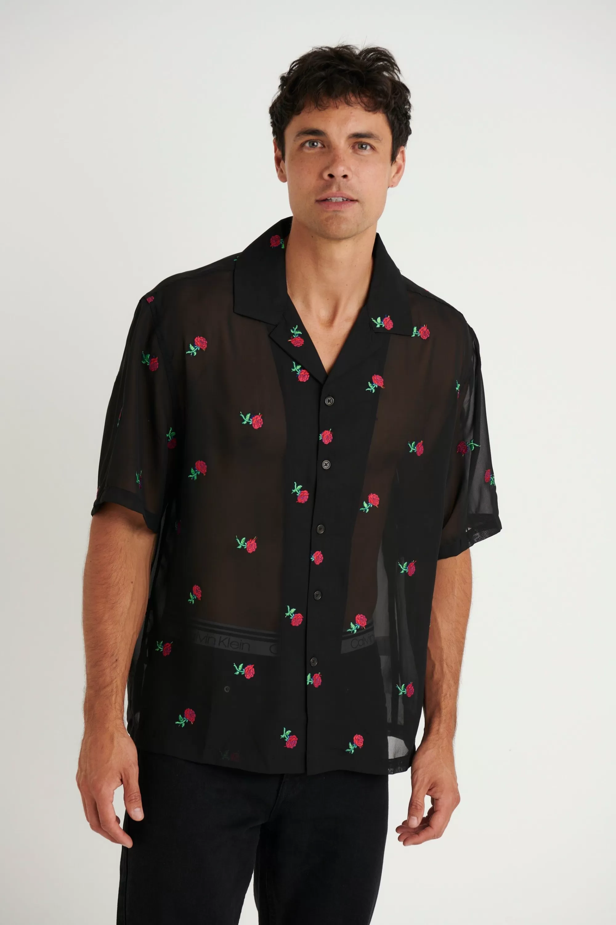 Shirts>Sampson and Taylor Felix Embroidery Shirt Black - Final Sale