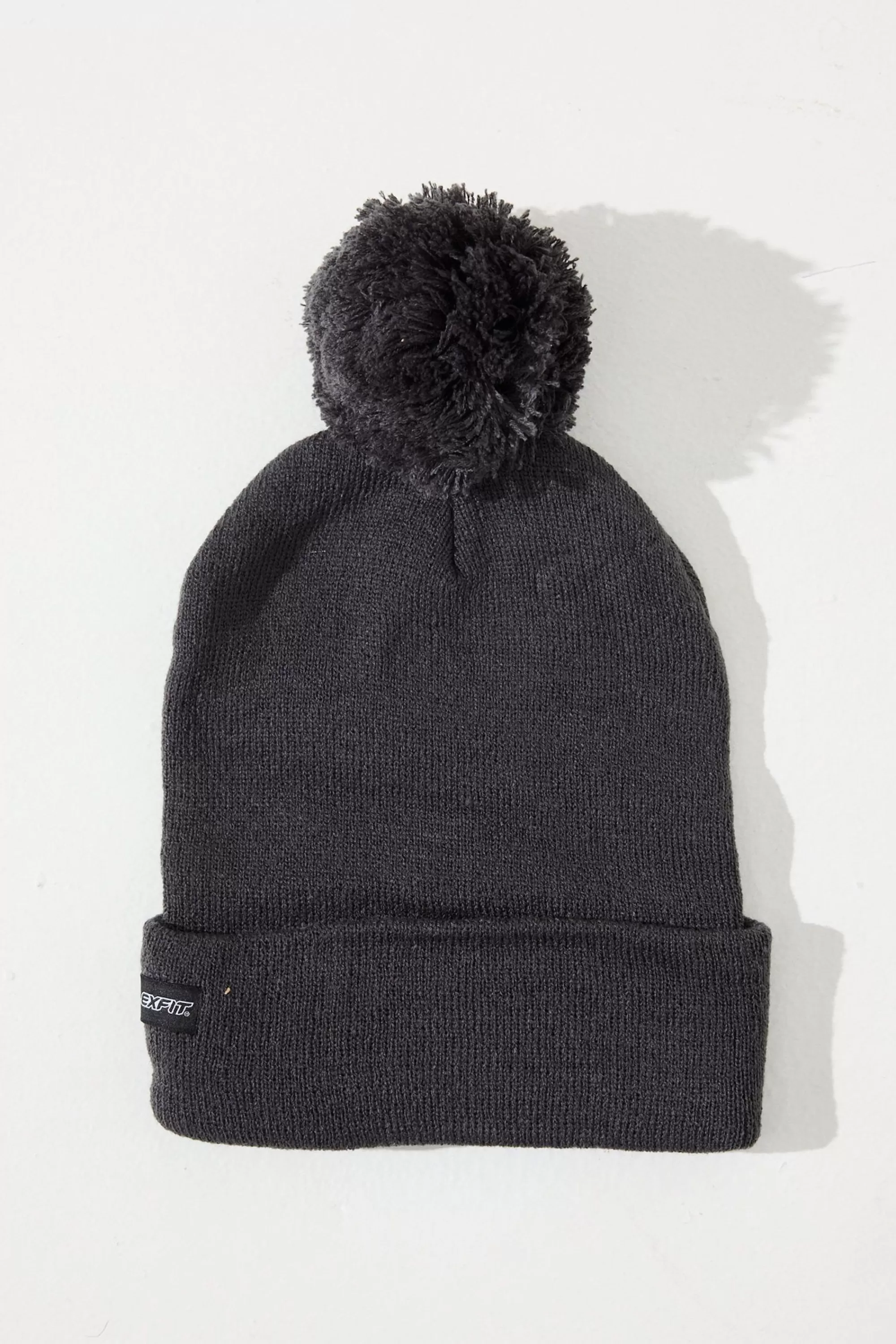 Headwear>Flexfit Pom Pom Beanie Dark Grey