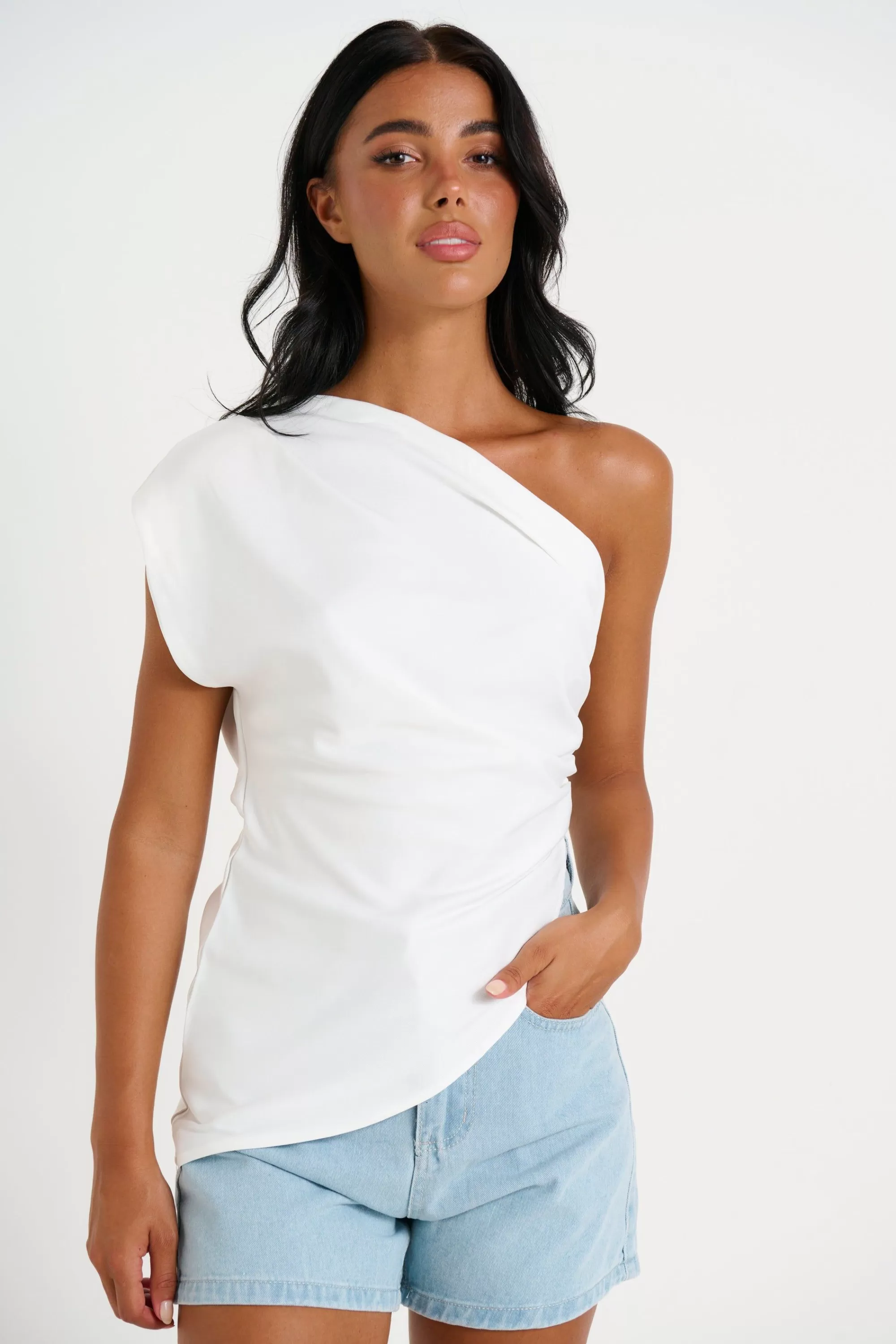 Tops>8 Birdies Gracie Draped Top White