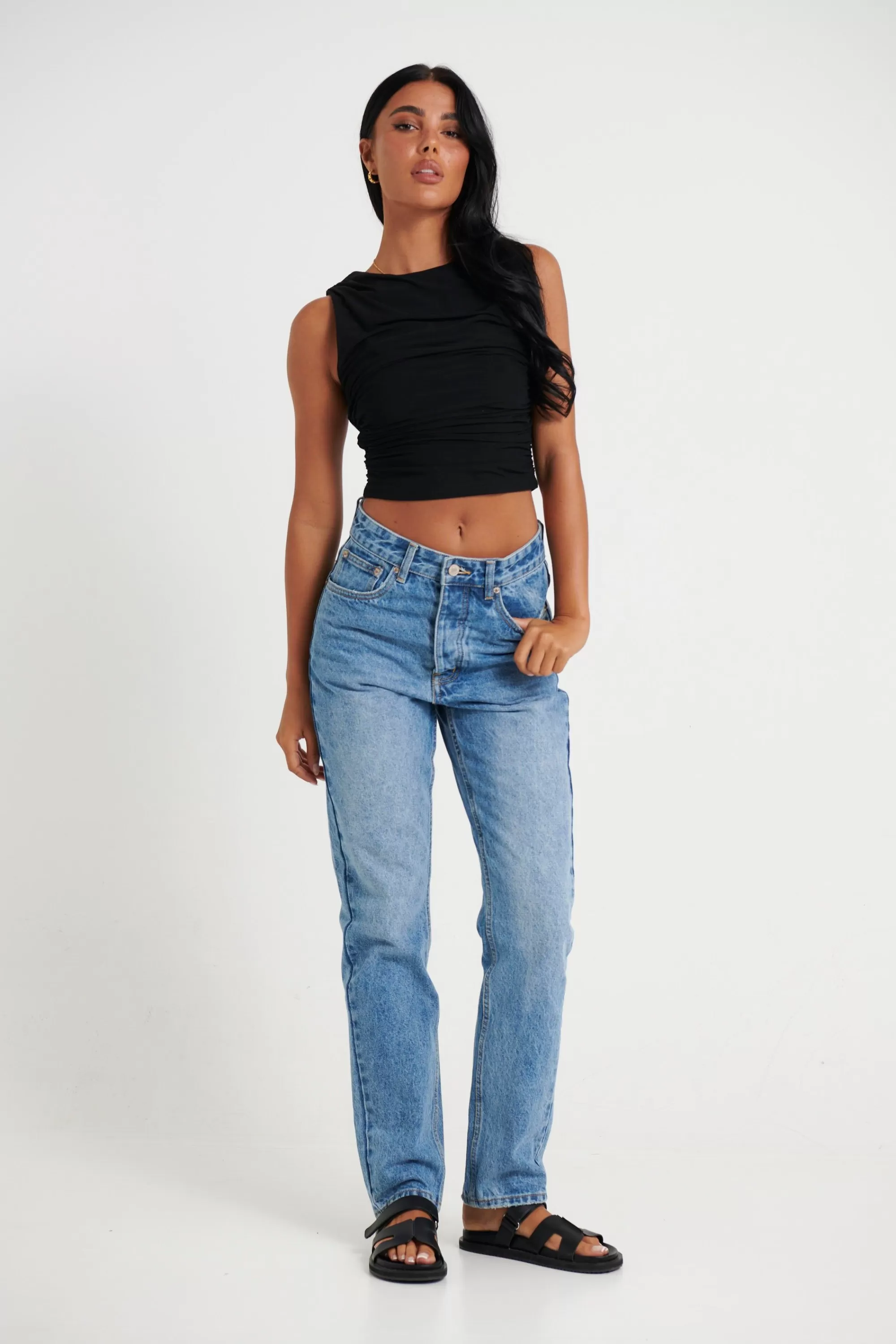 Tops>Light The Fuze Harlow Crop Black