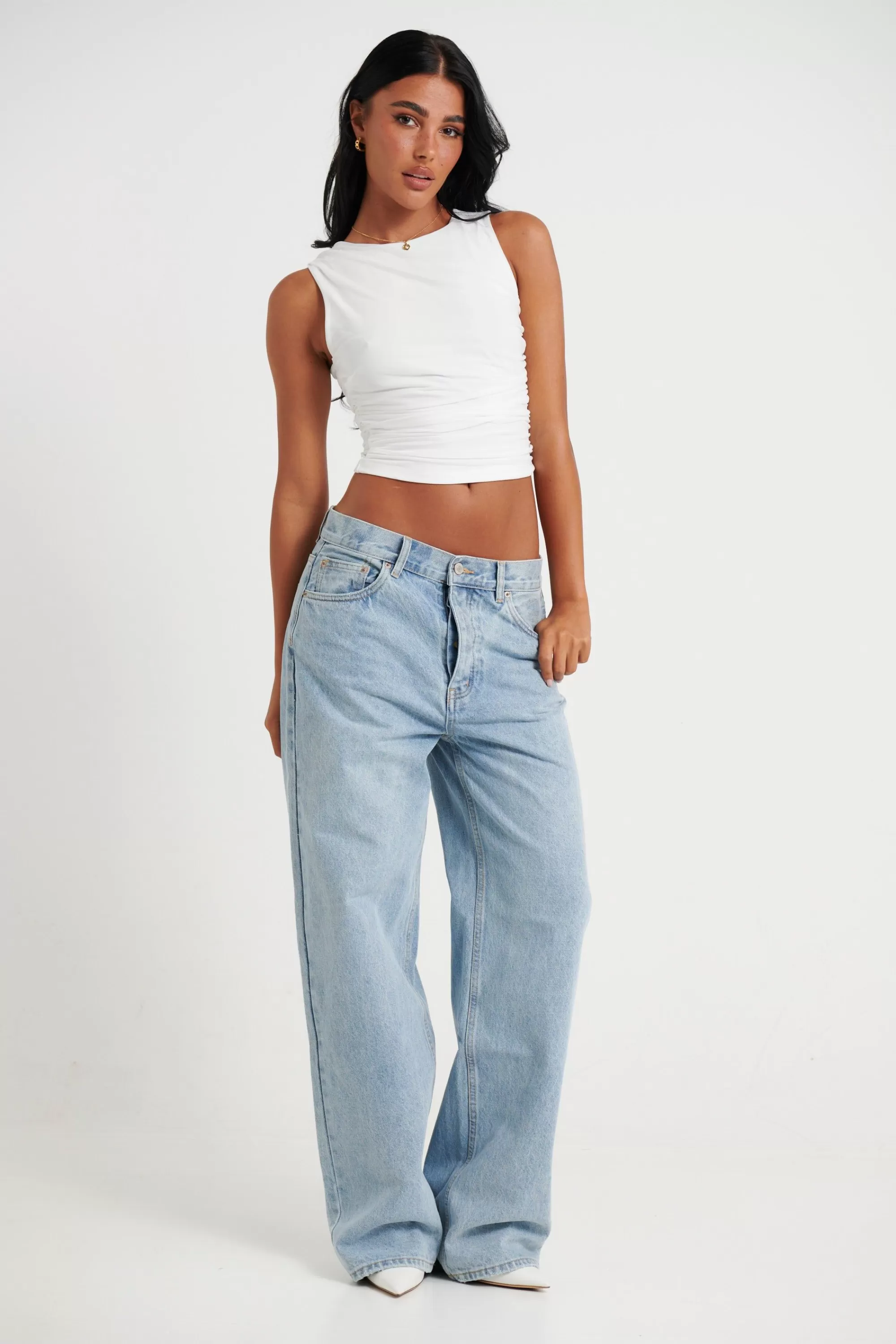 Tops>Light The Fuze Harlow Crop White