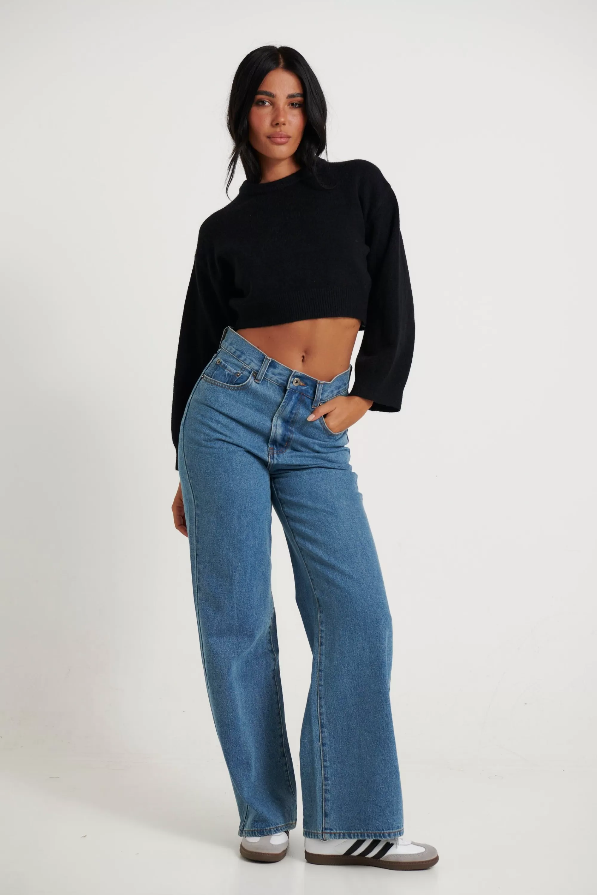 Knitwear>Oscar St Haven Crop Knit Black