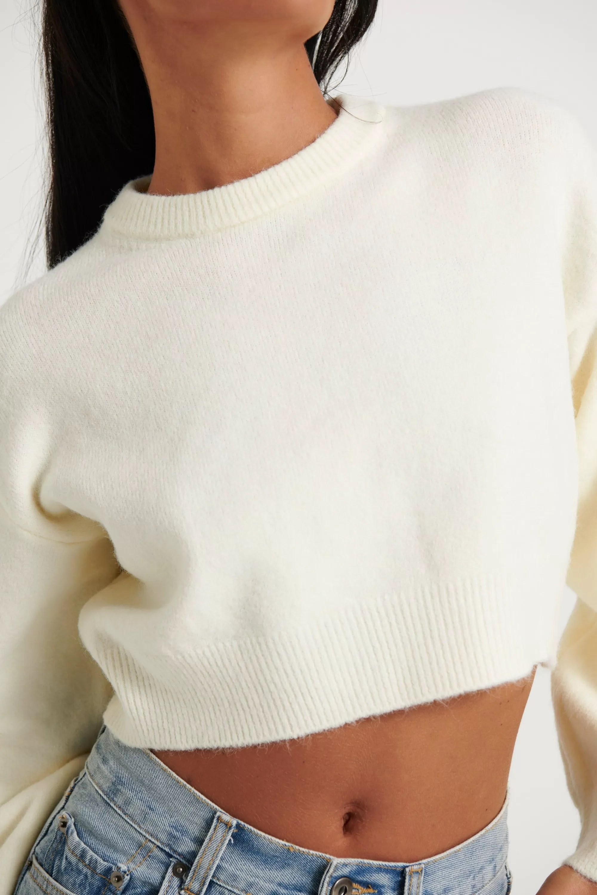 Knitwear>Oscar St Haven Crop Knit Cream