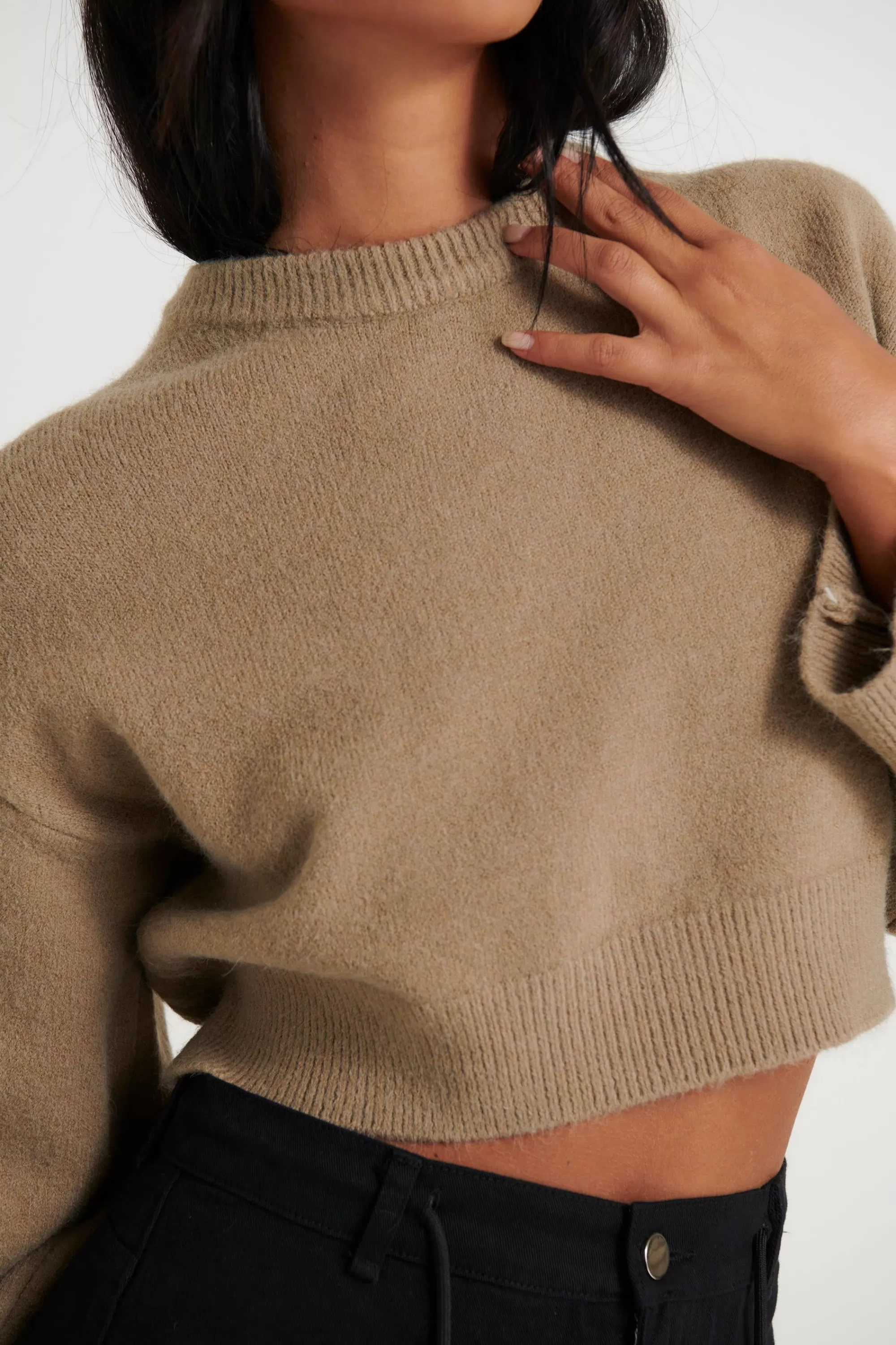 Knitwear>Oscar St Haven Crop Knit Mocha