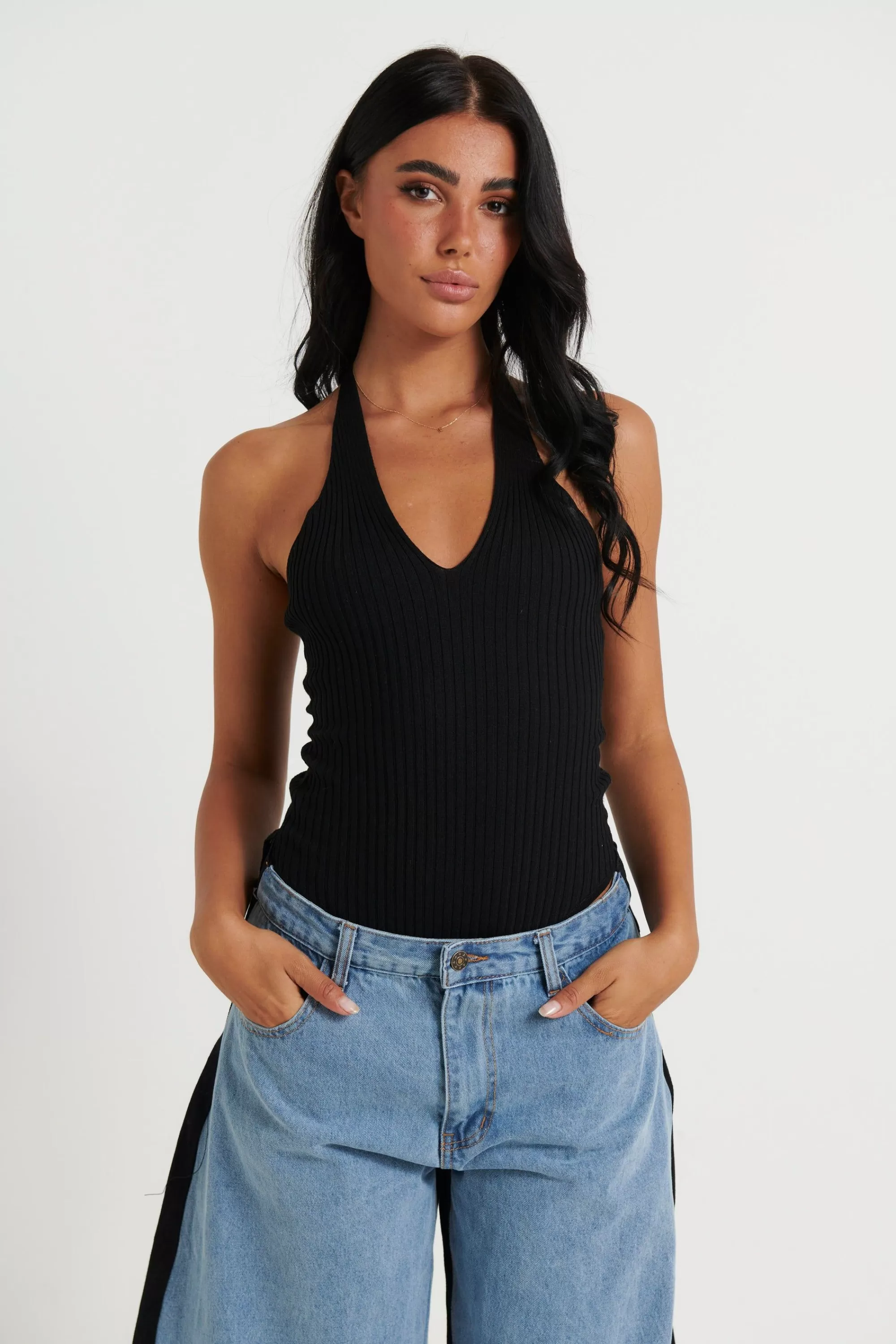 Bodysuits>Alive Girl Inis Ribbed Bodysuit Black