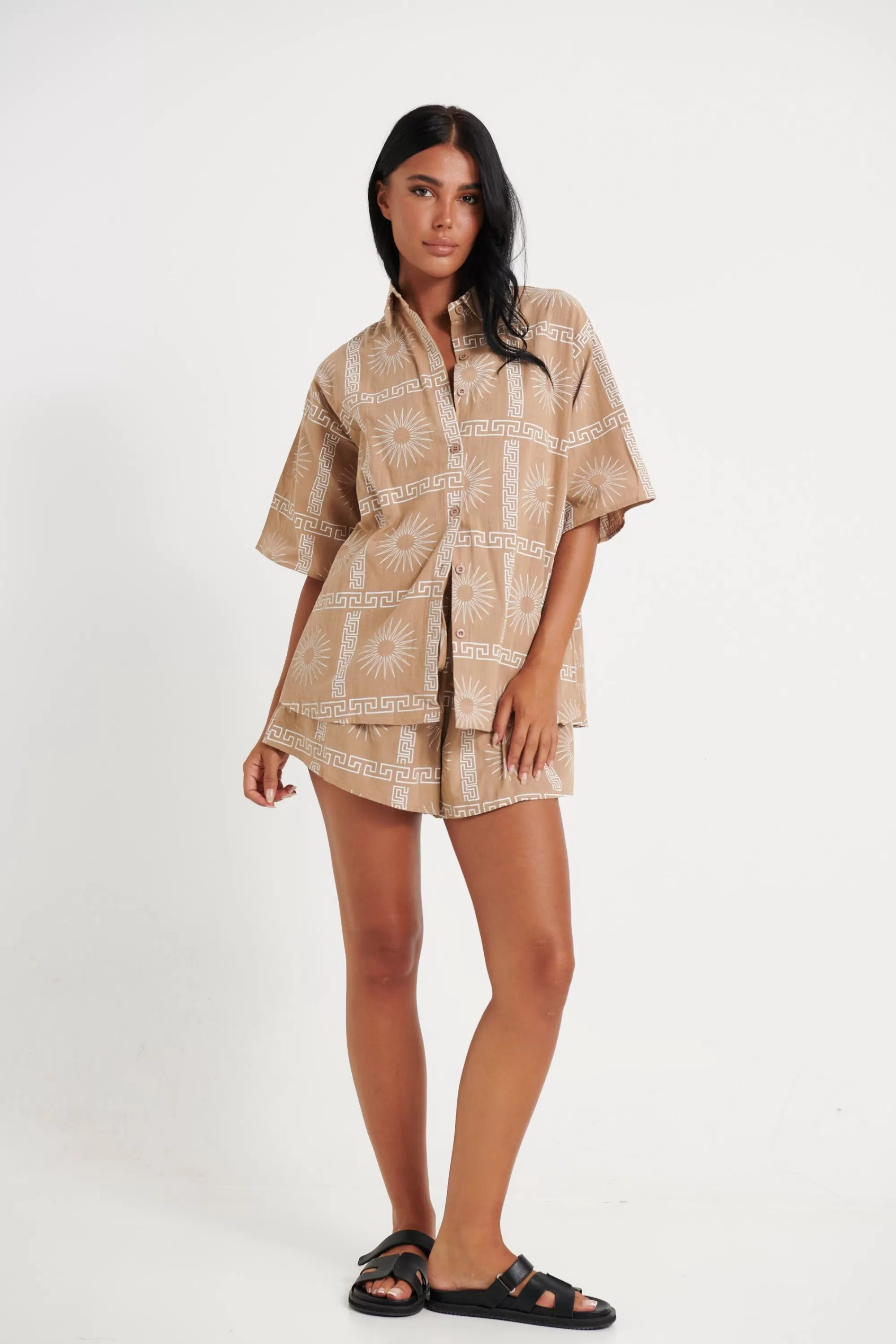 Shirts>By Frankie Isa Set Tan/White