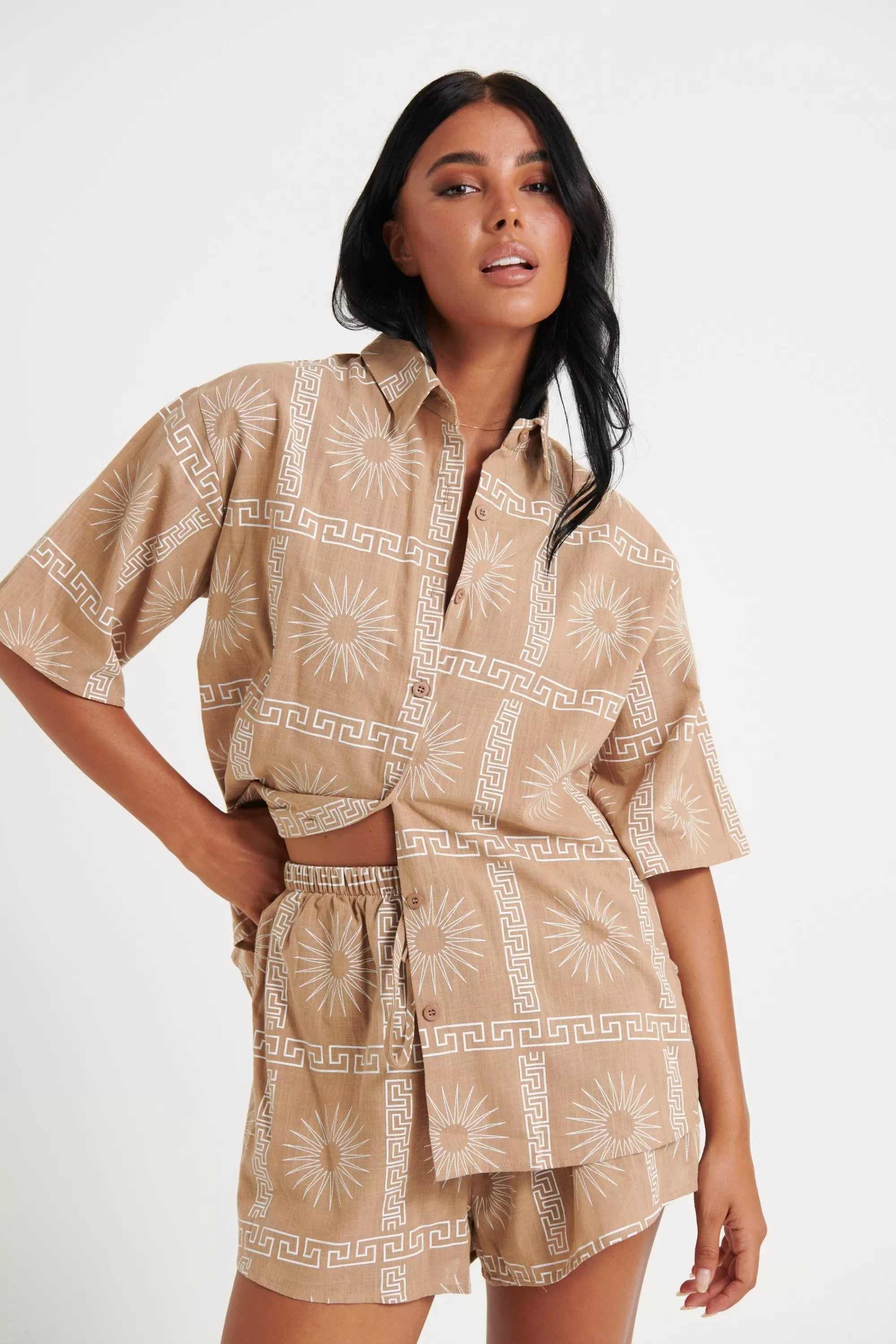 Shirts>By Frankie Isa Set Tan/White