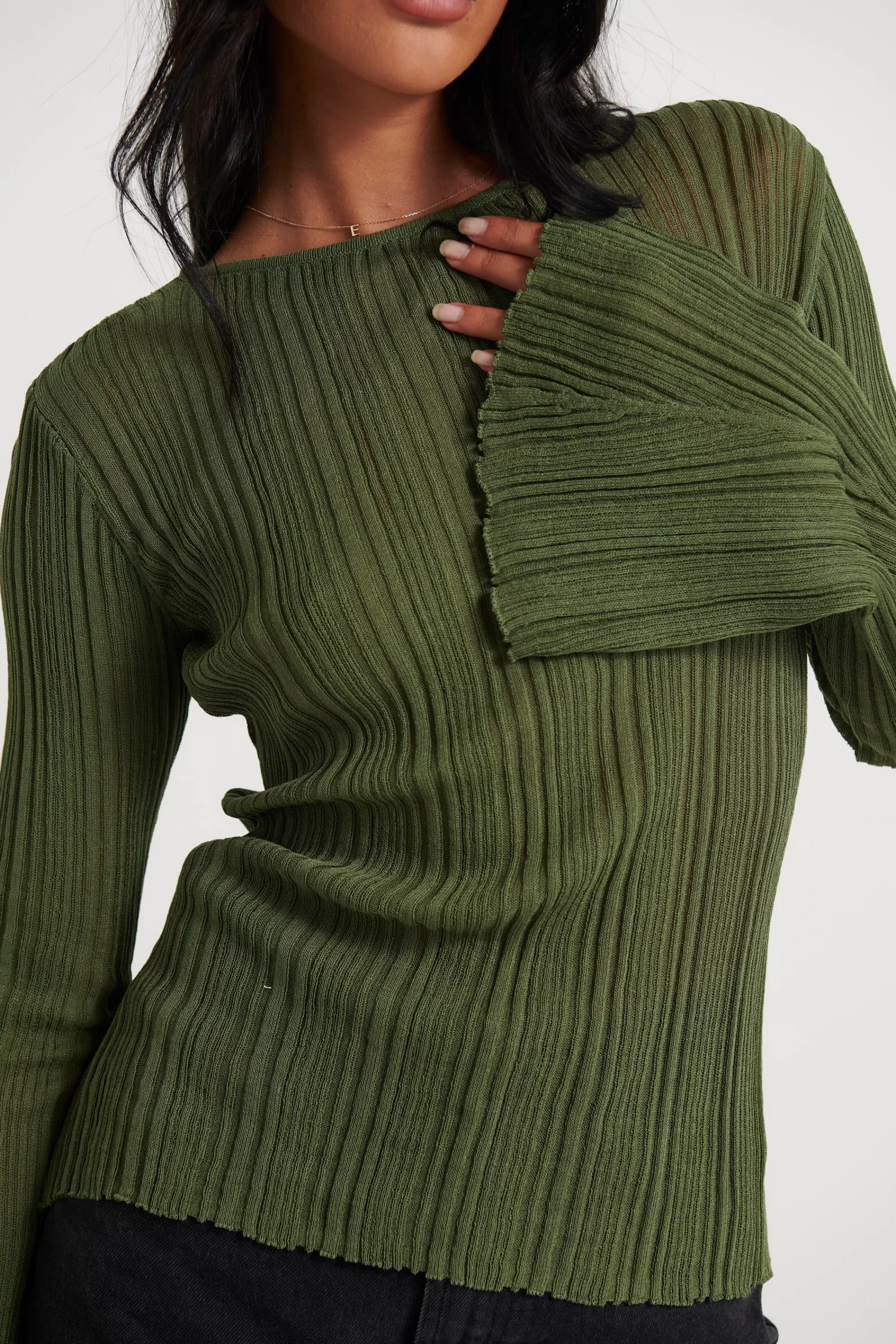 Tops>qtrendfashion Isabella Sheer Top Moss