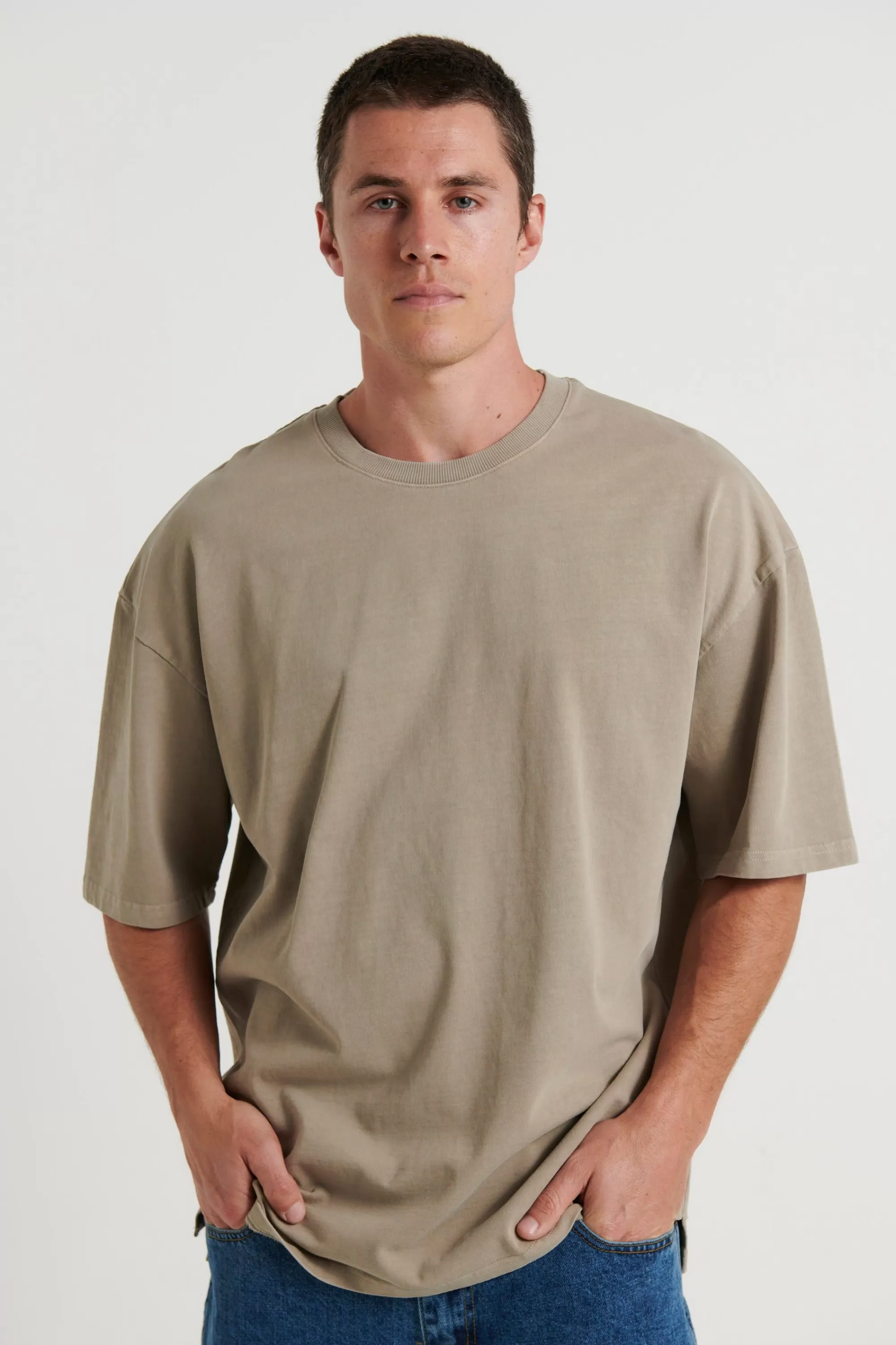 Tees>Sampson and Taylor Joel Heavyweight Box Tee Stone