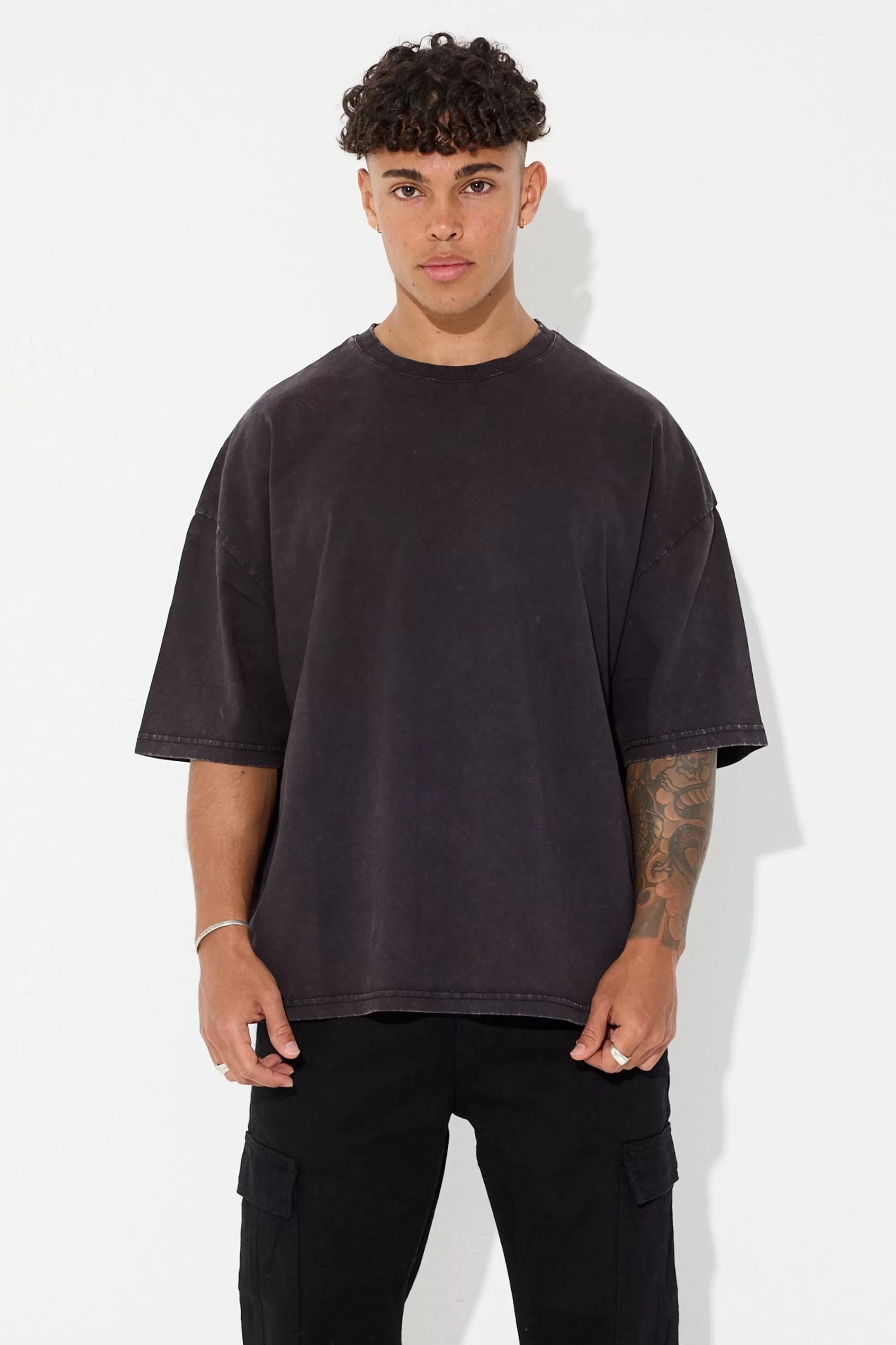 Tees>Sampson and Taylor Jordan Crop Tee Acid Black