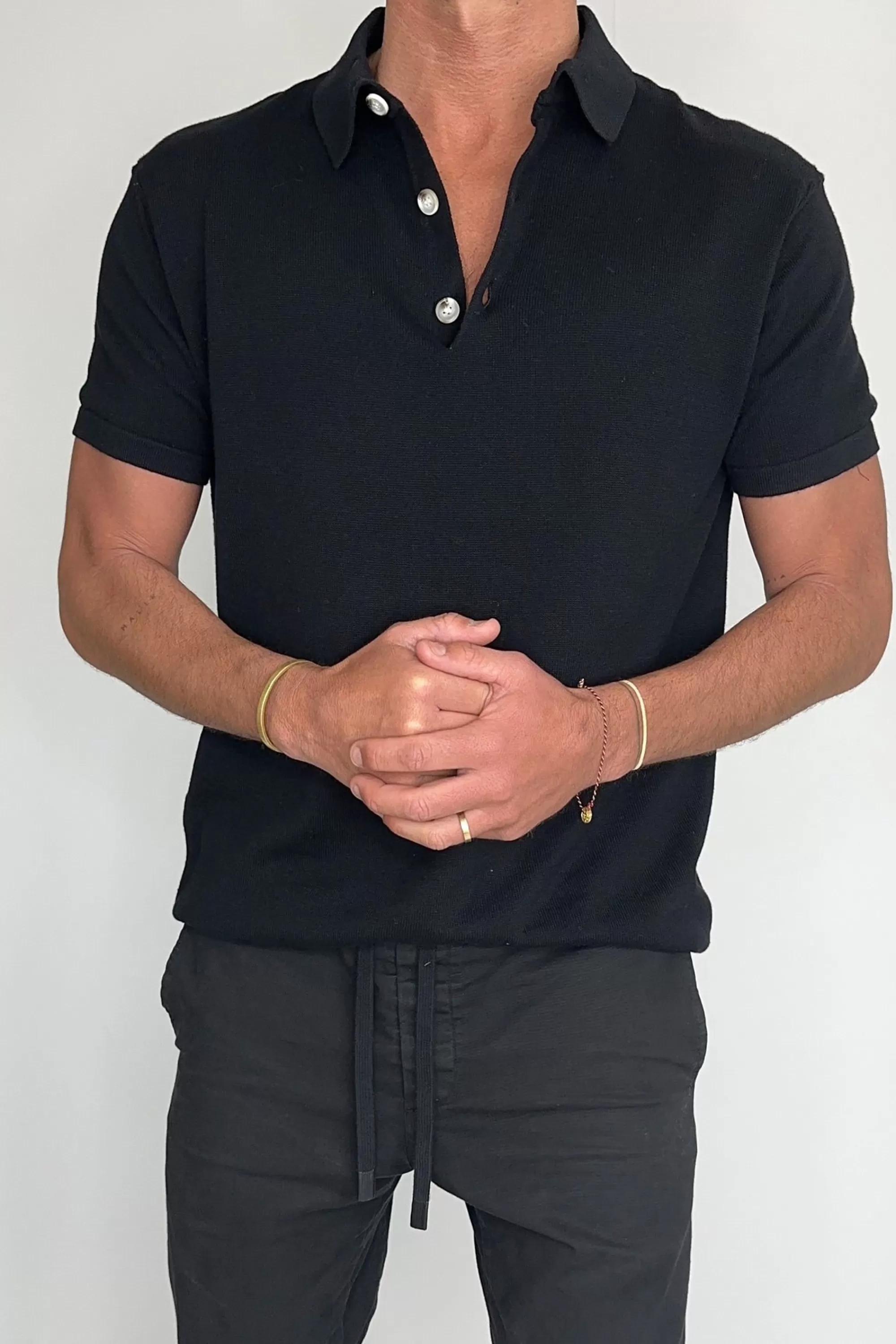 Shirts>Sampson and Taylor Julius Knit Polo Black