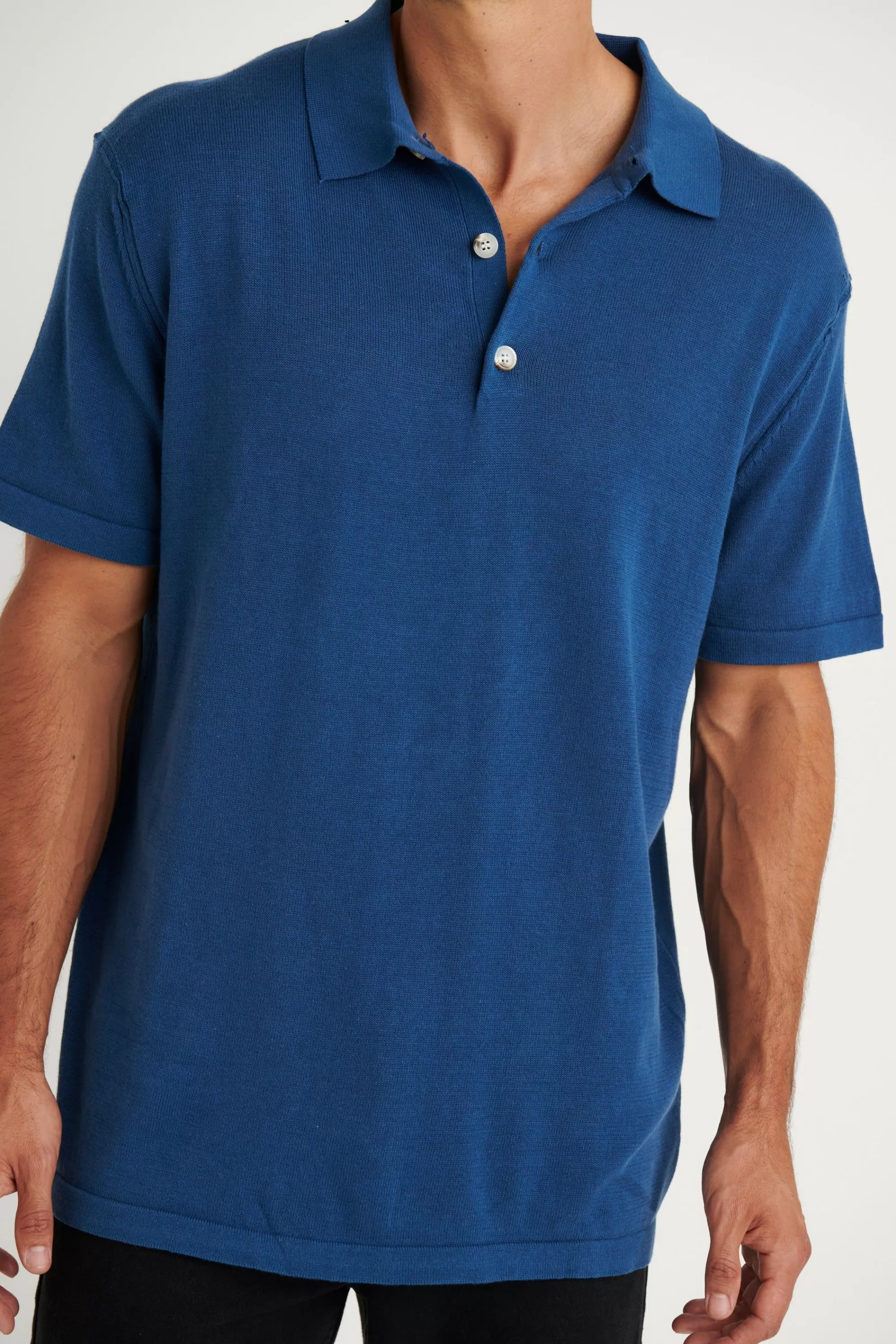 Shirts>Sampson and Taylor Julius Knit Polo Soft Blue - Final Sale