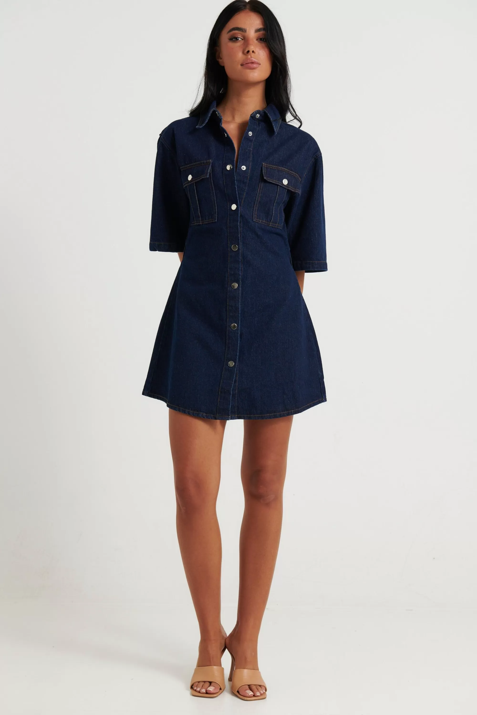 Denim>New Line Fashion Kaneisha Denim Dress Dark Denim