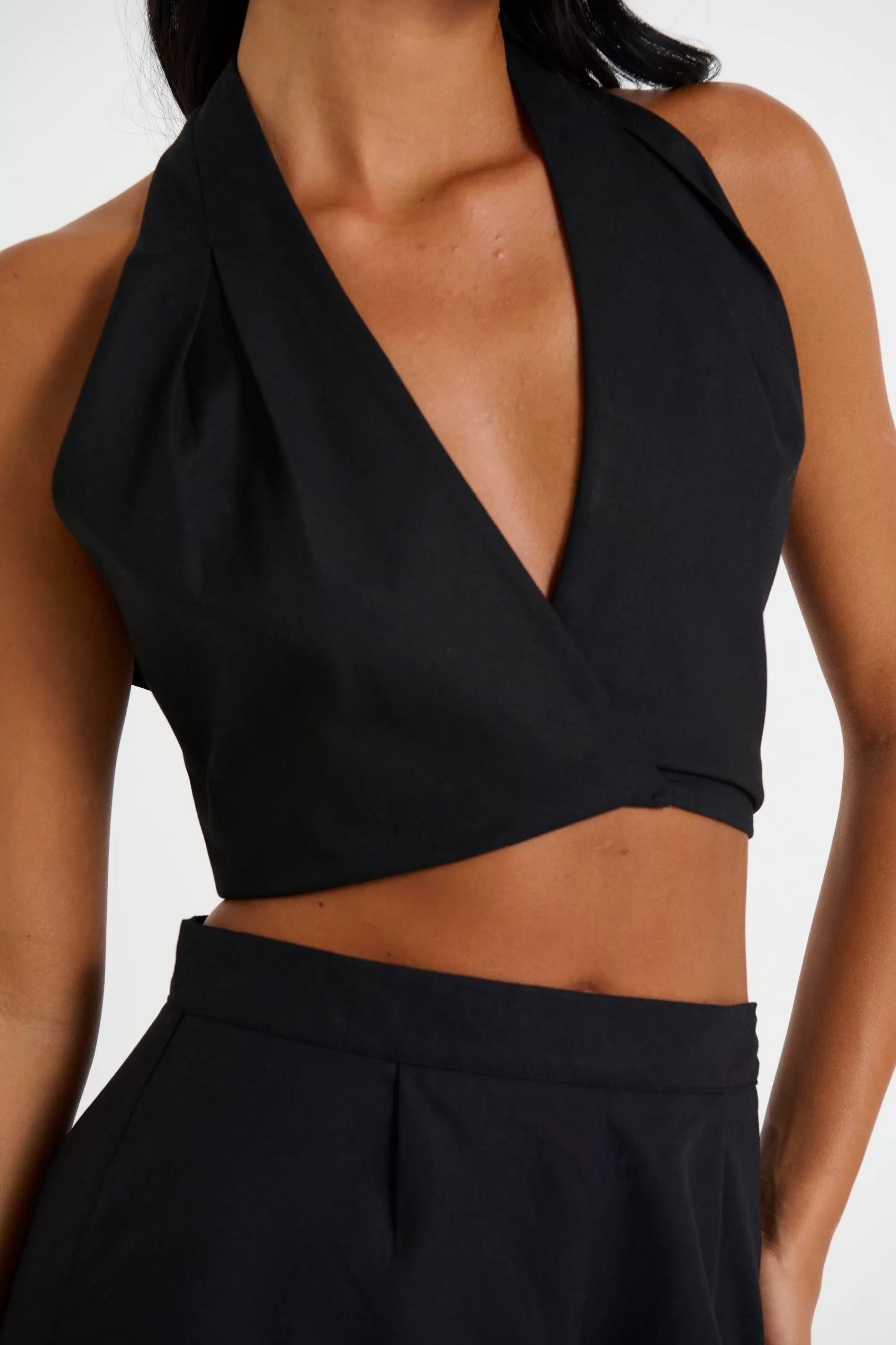 Tops>Pink Diamond Lexi Halter Neck Top Black - Final Sale