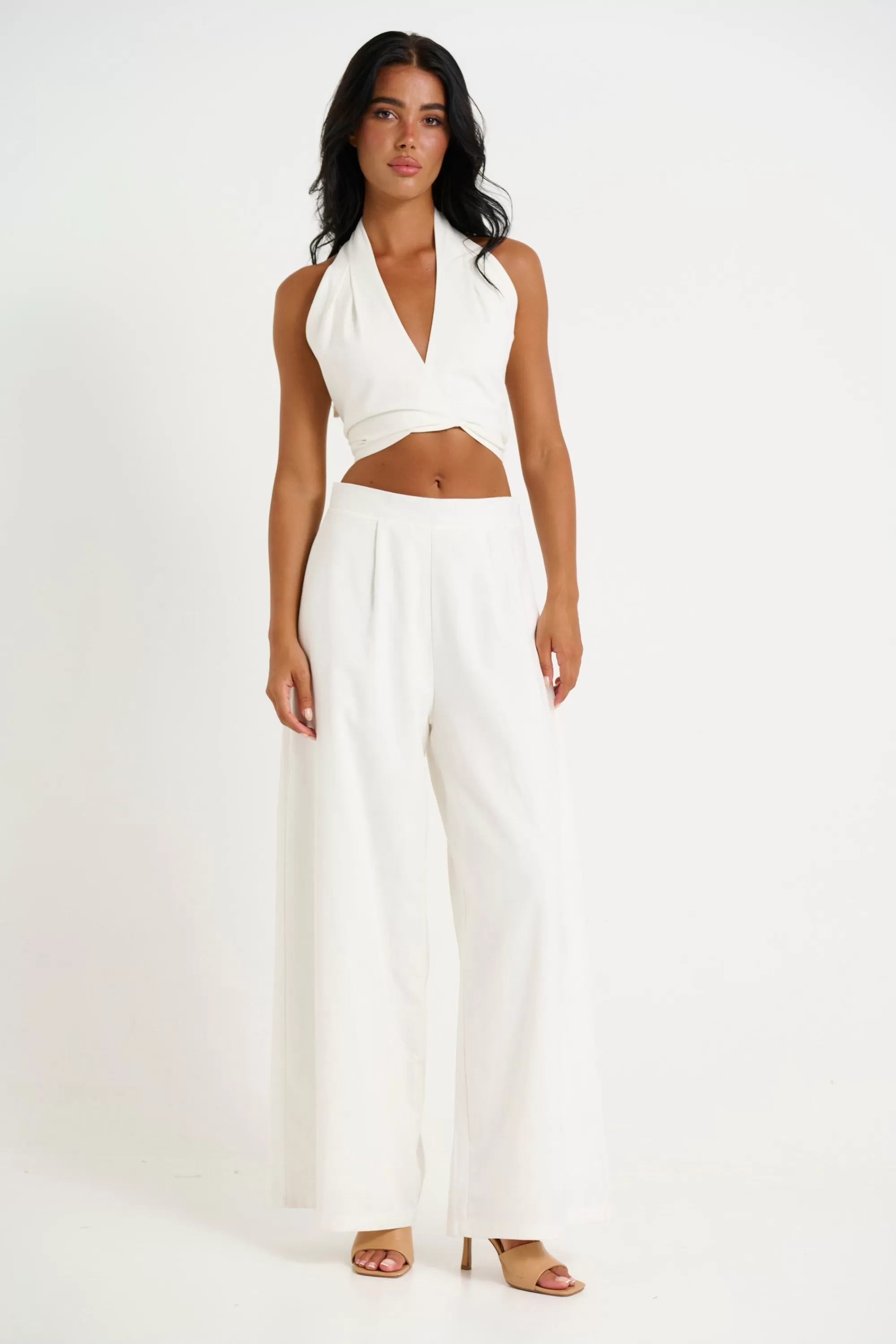 Pants>Pink Diamond Lexi Wide Leg Pant White - Final Sale