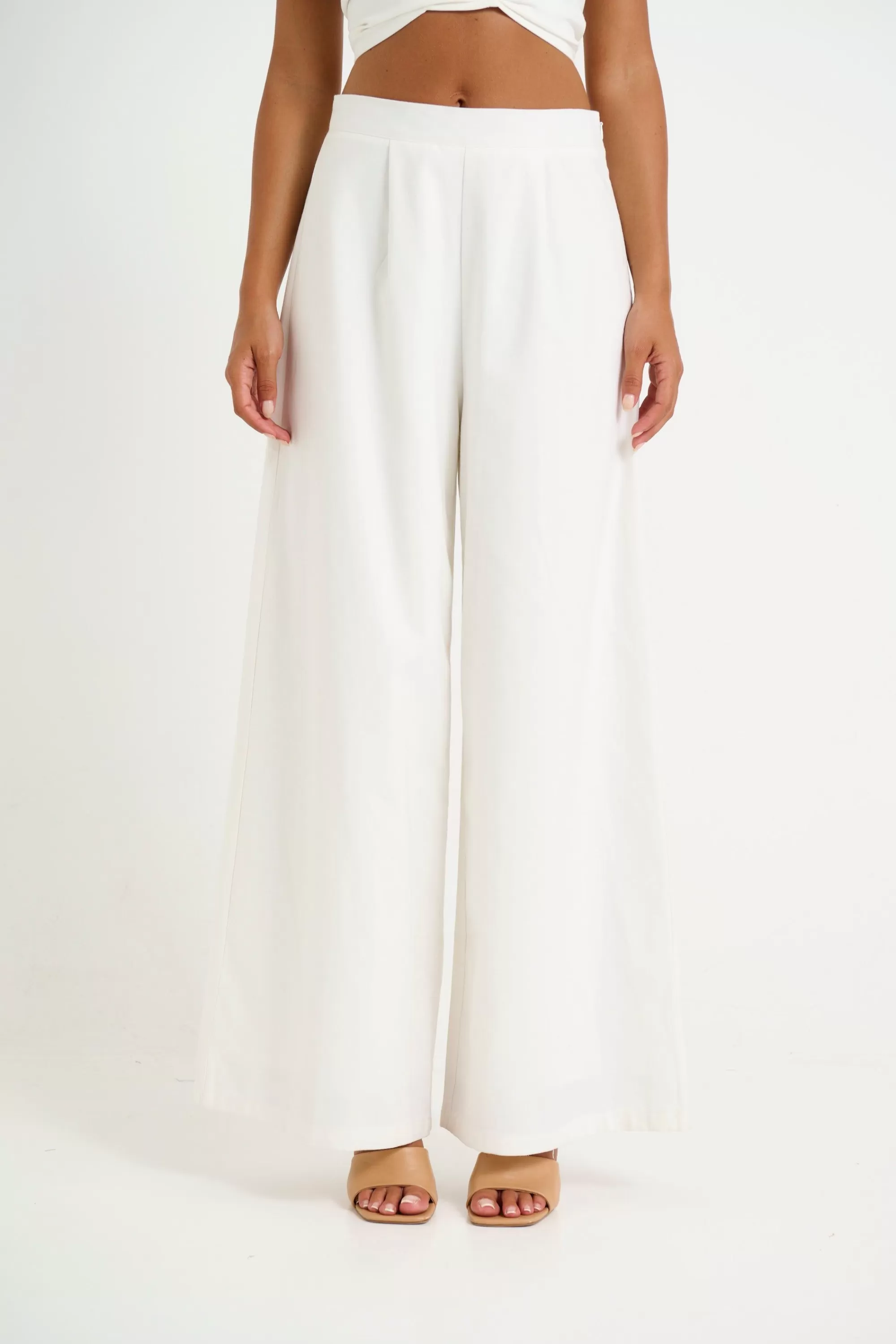 Pants>Pink Diamond Lexi Wide Leg Pant White - Final Sale