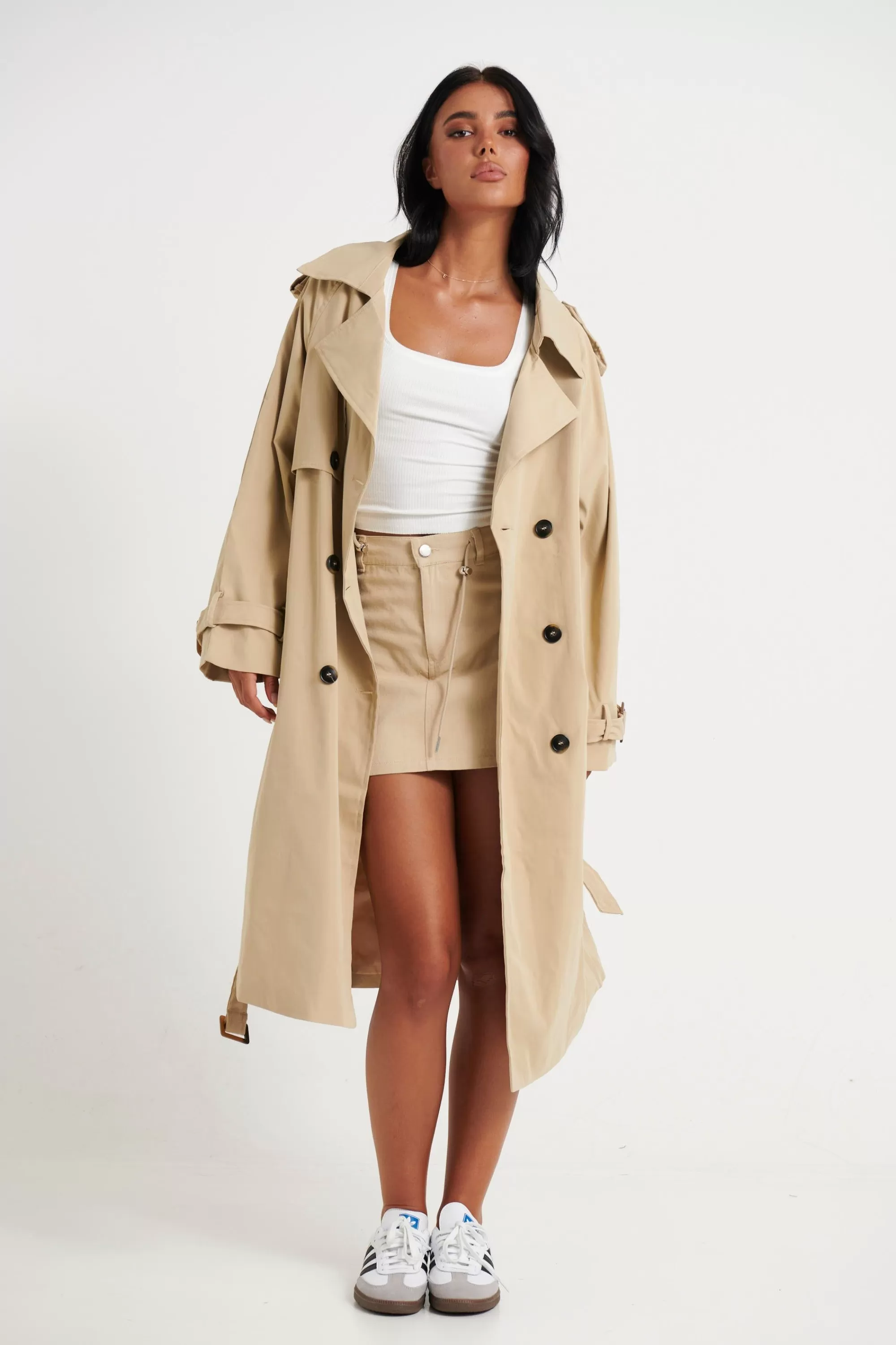 Jackets & Blazers>New Line Fashion Lia Trench Beige