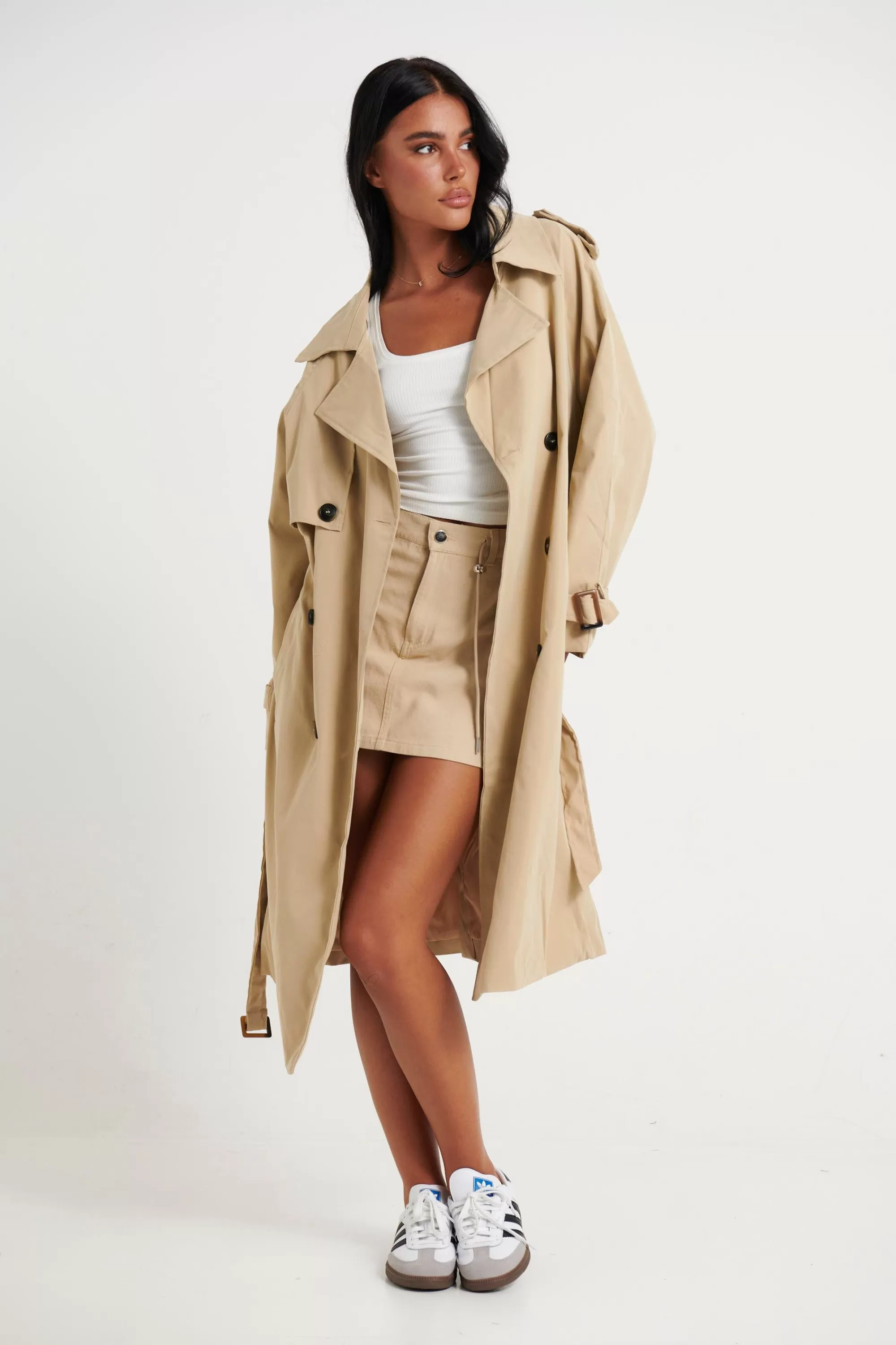 Jackets & Blazers>New Line Fashion Lia Trench Beige