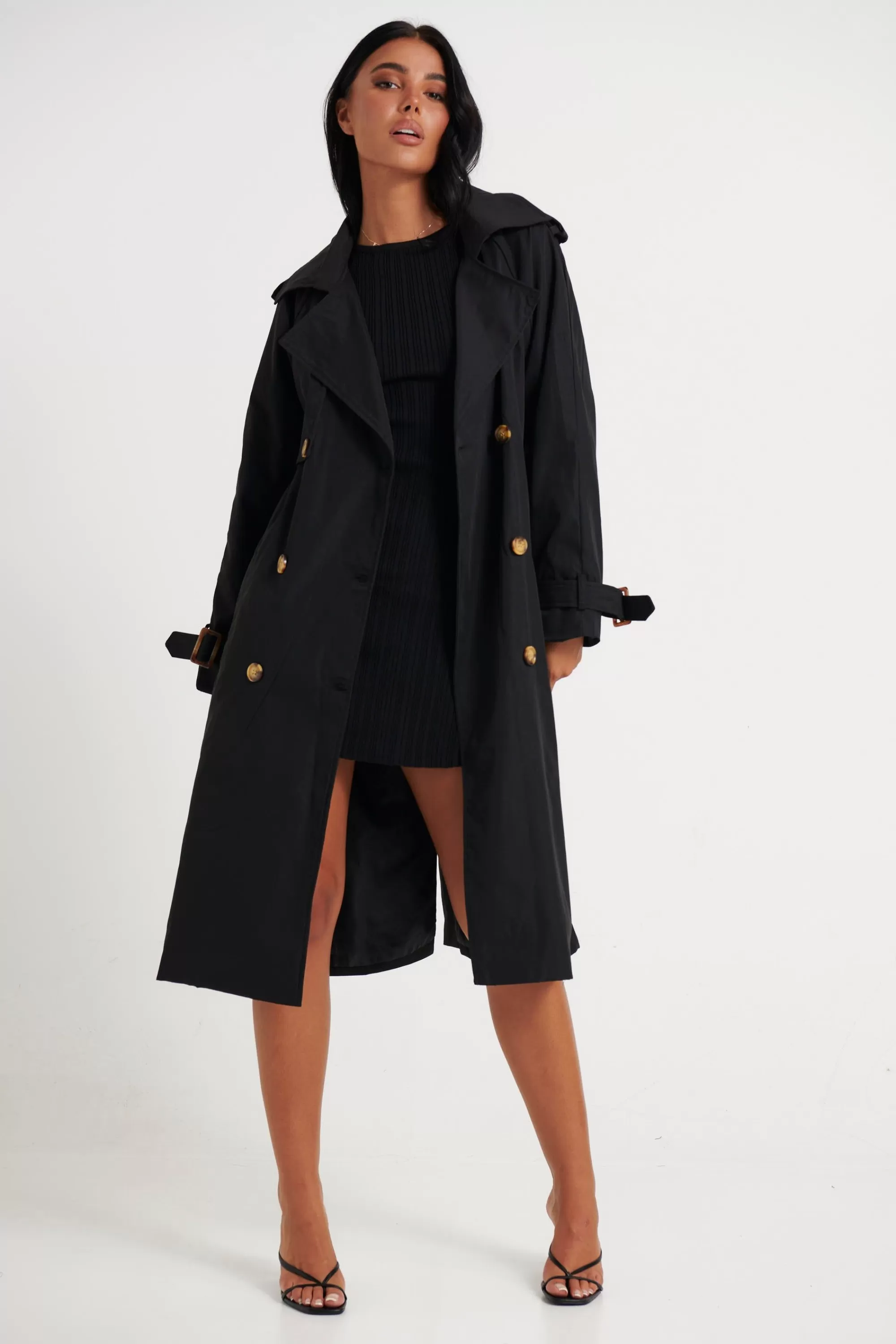 Jackets & Blazers>New Line Fashion Lia Trench Black