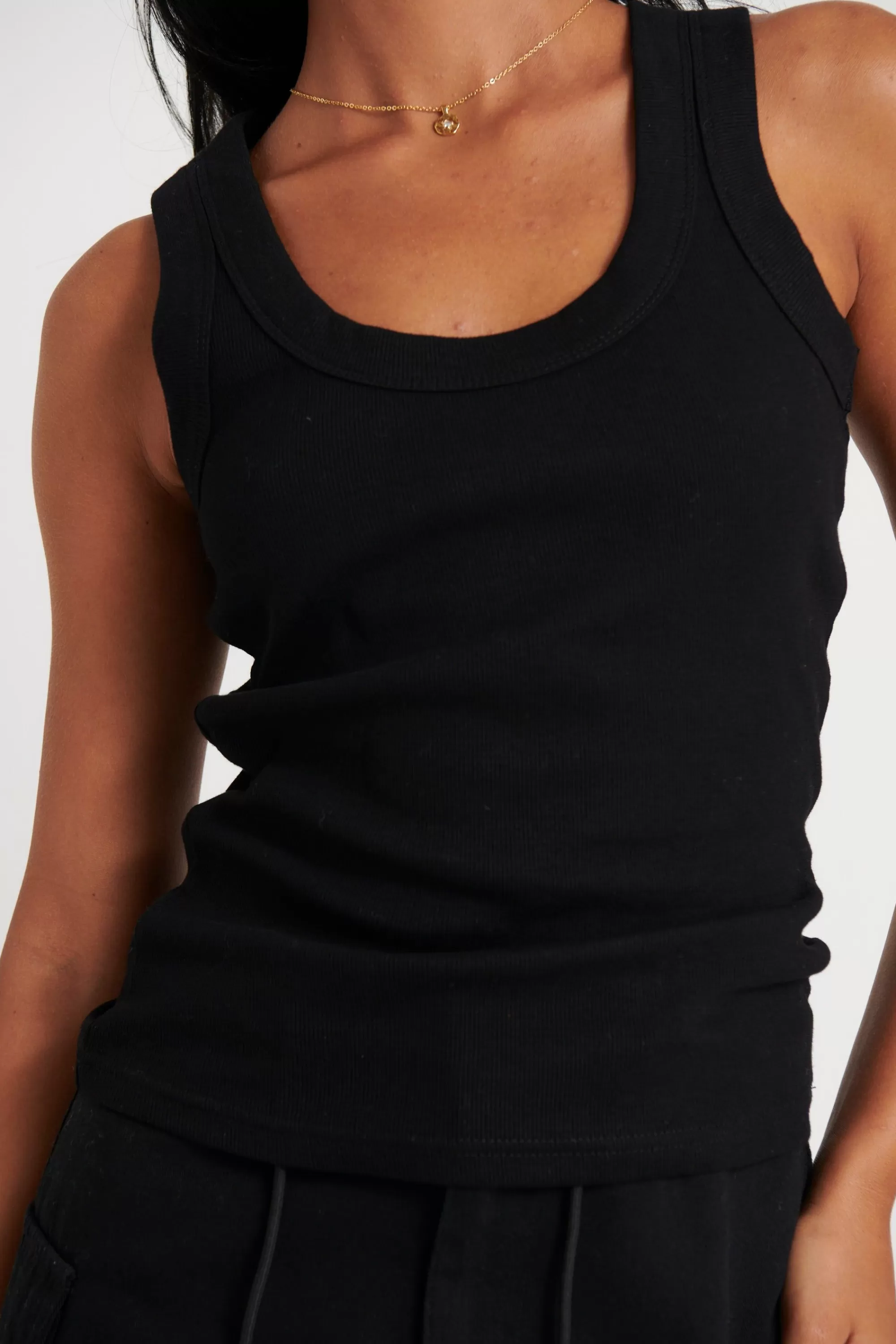 Tops>Koli House London Ribbed Tank Black - Final Sale