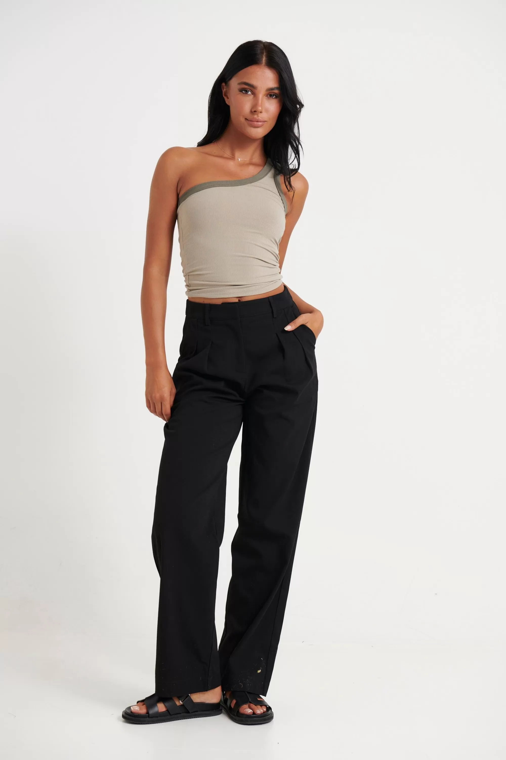 Tops>Oscar St Lonetta Crop Khaki