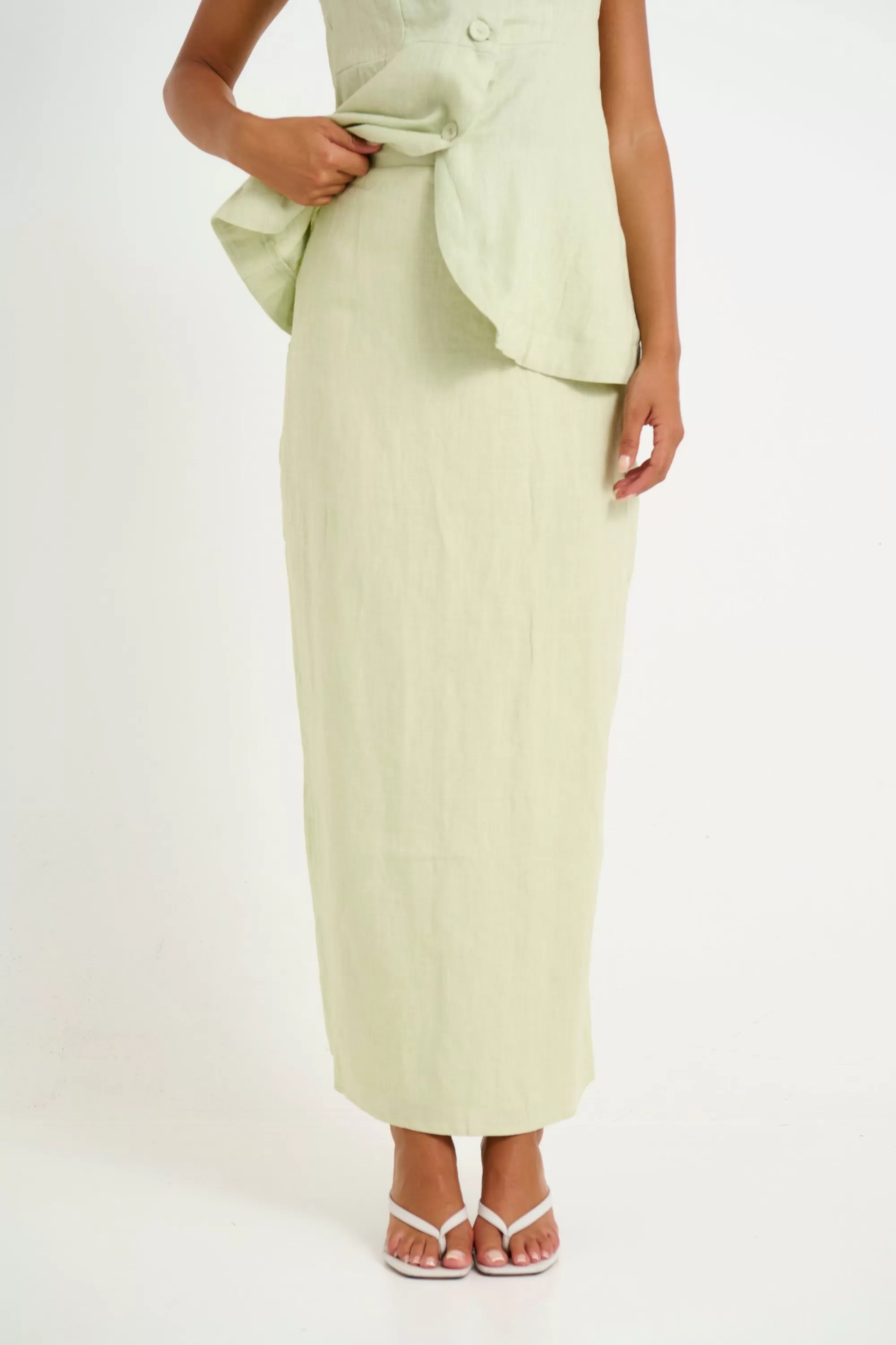 Skirts>M Fashion Luca Linen Maxi Skirt Mint - Final Sale