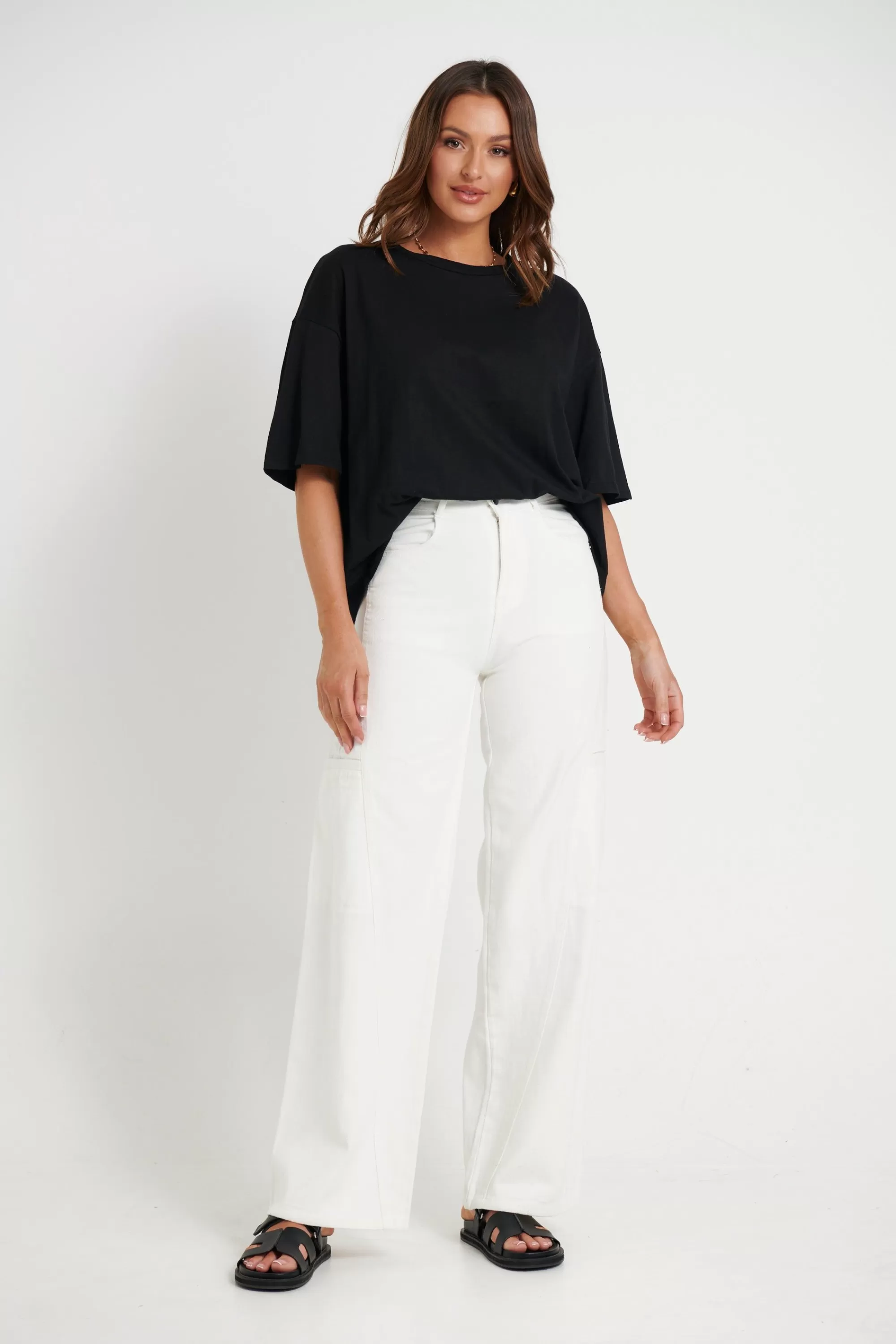 Tops>Into Fashion Macey Crop Tee Black