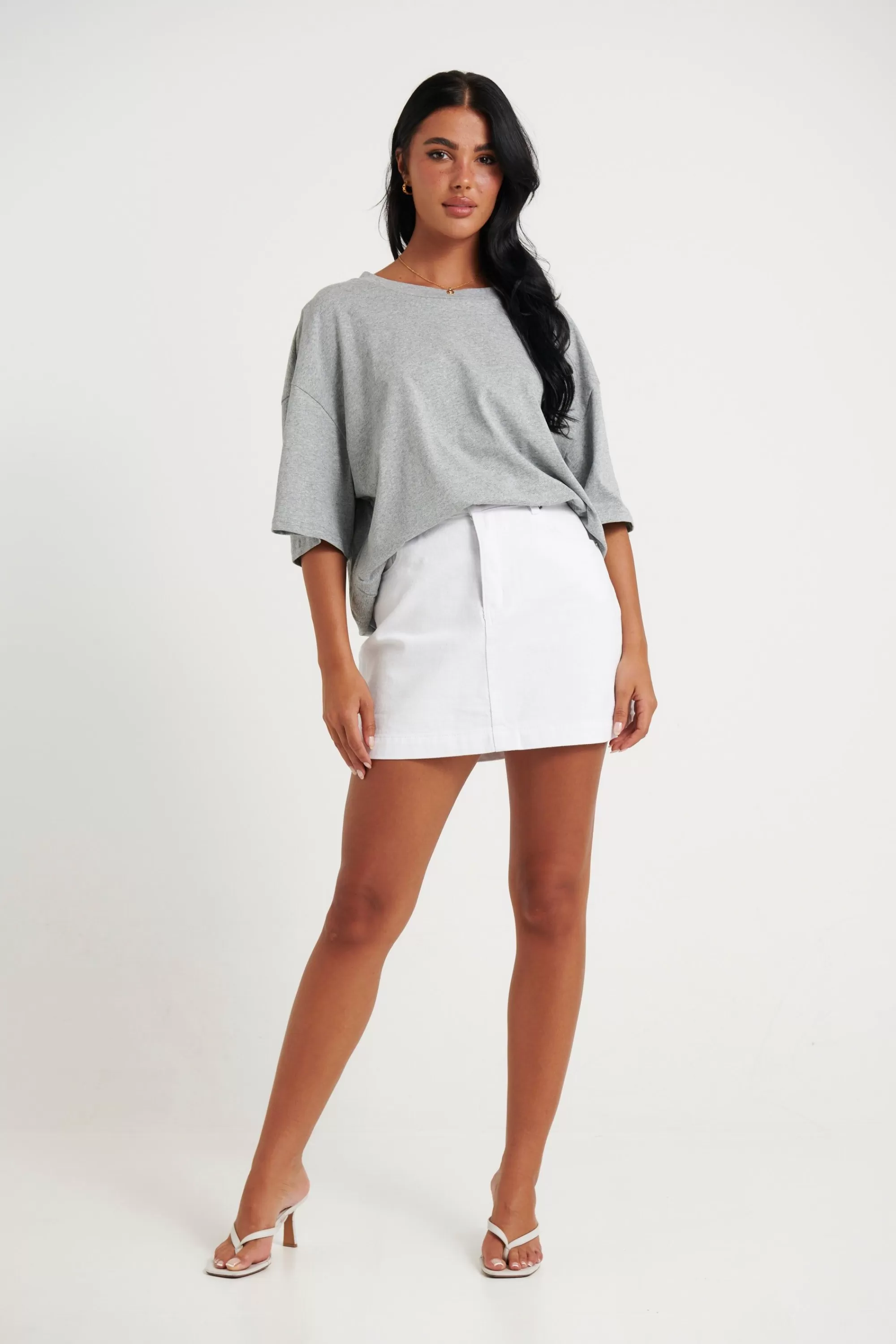 Tops>Into Fashion Macey Crop Tee Grey