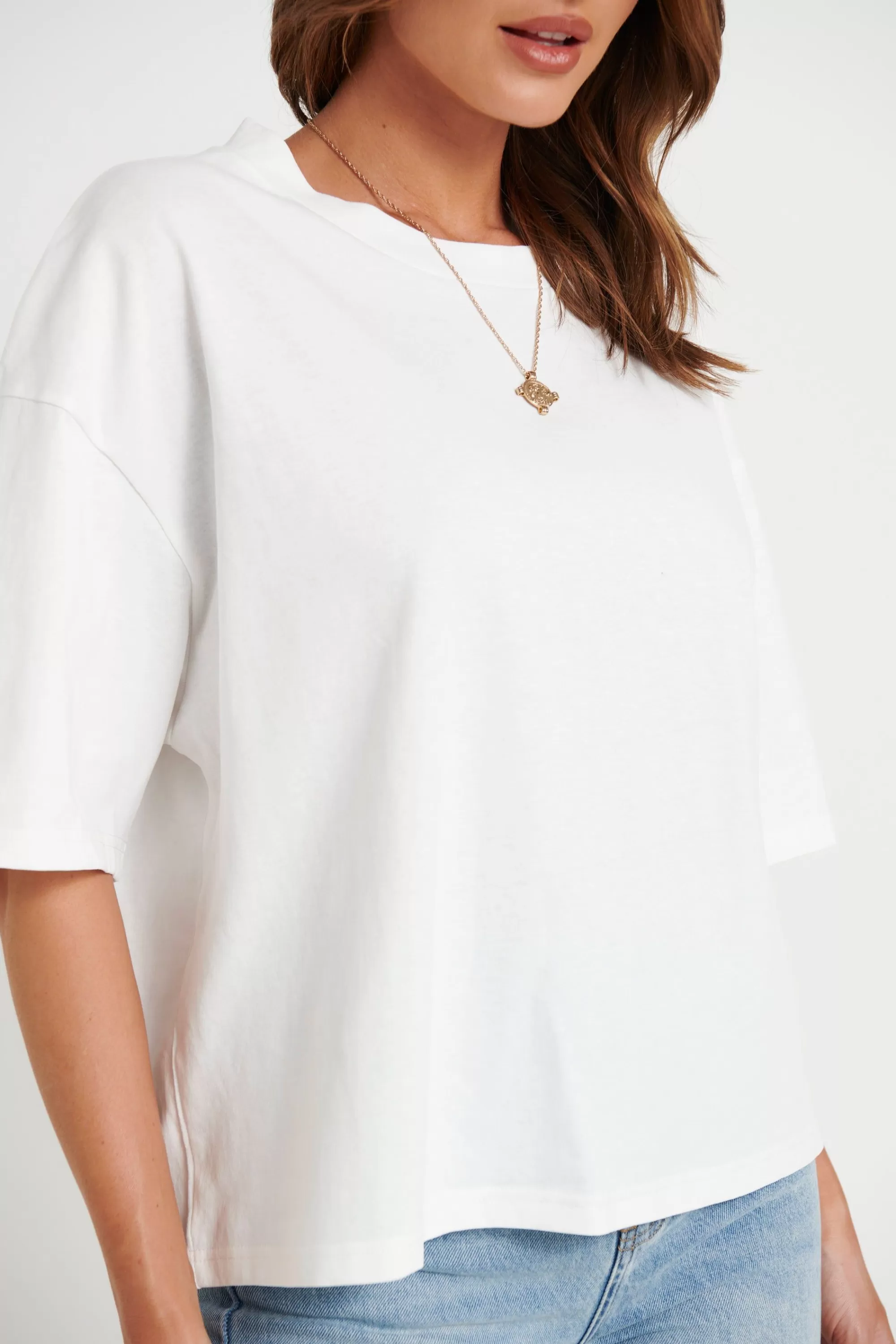 Tops>Into Fashion Macey Crop Tee White