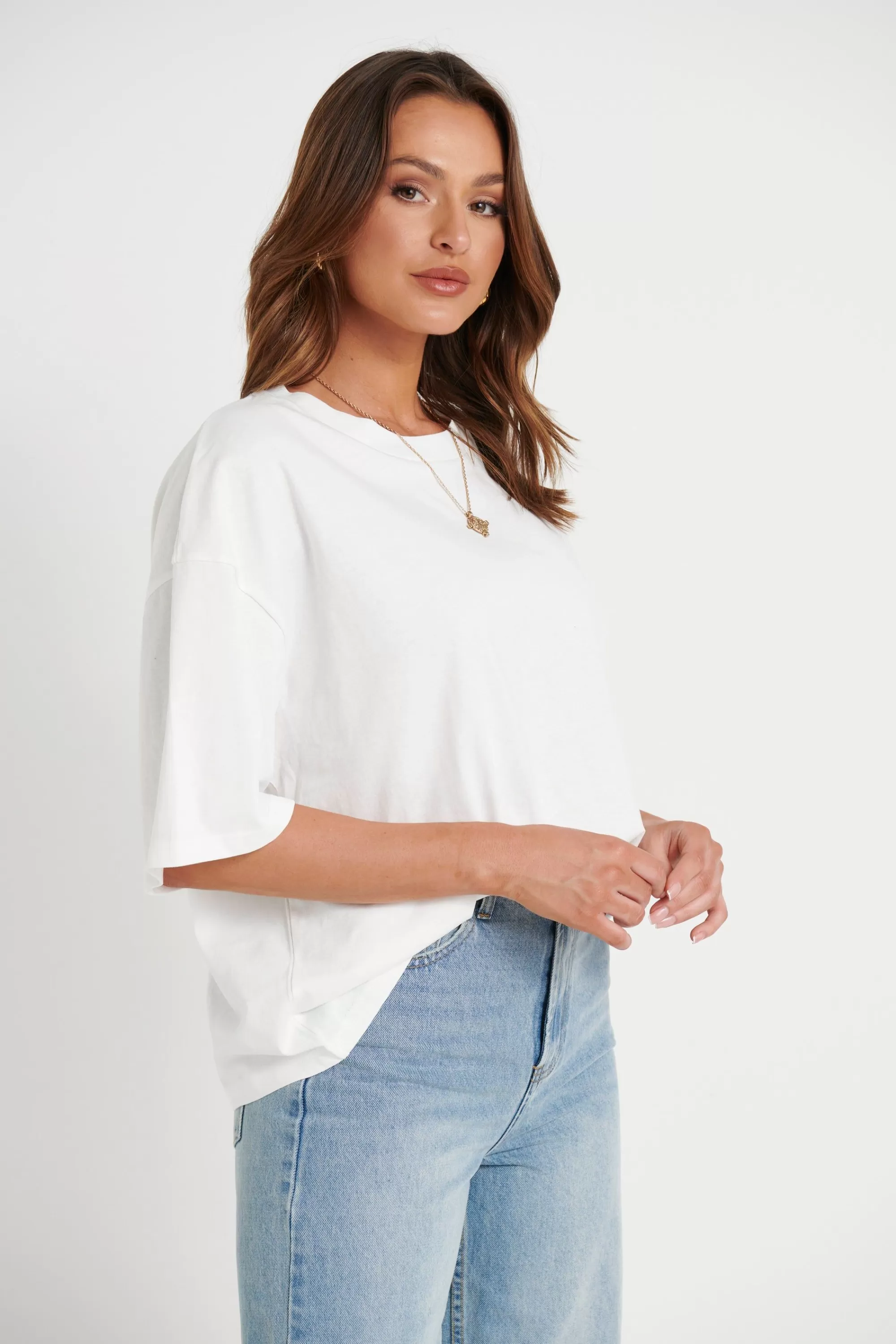 Tops>Into Fashion Macey Crop Tee White