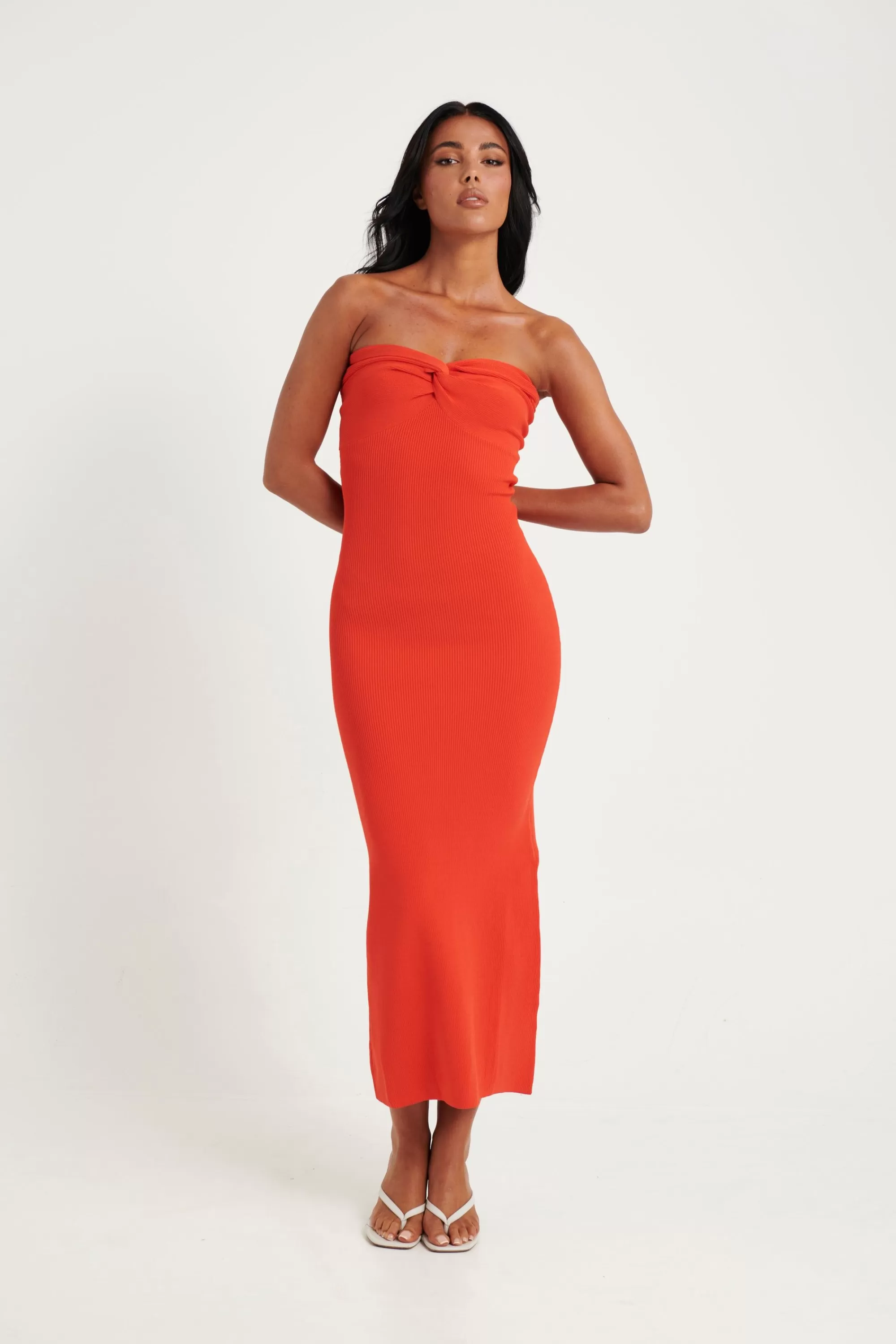 Dresses>Madison The Label Mae Knit Midi Dress Red