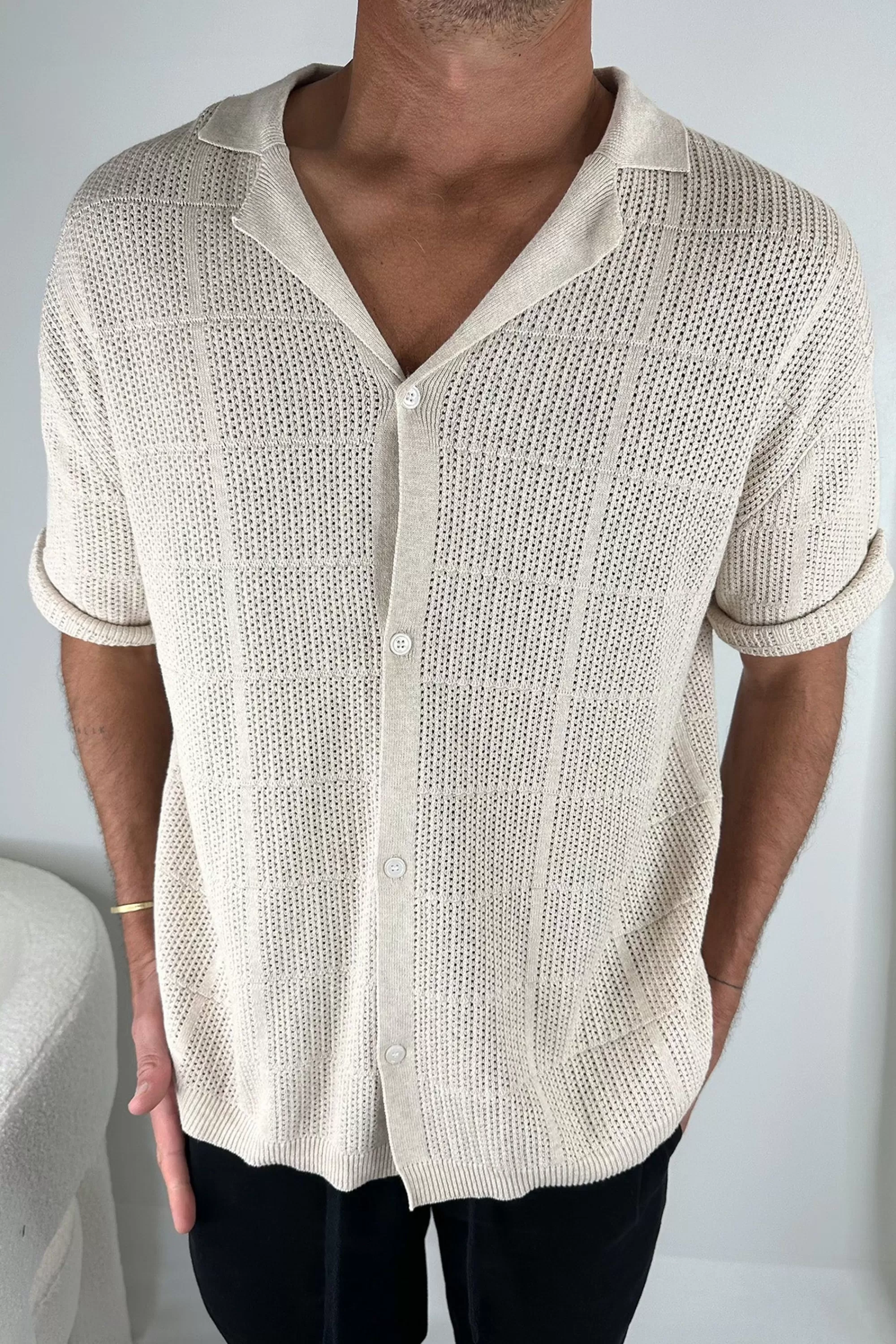 Shirts>Sampson and Taylor Matty Knitted Shirt Oat