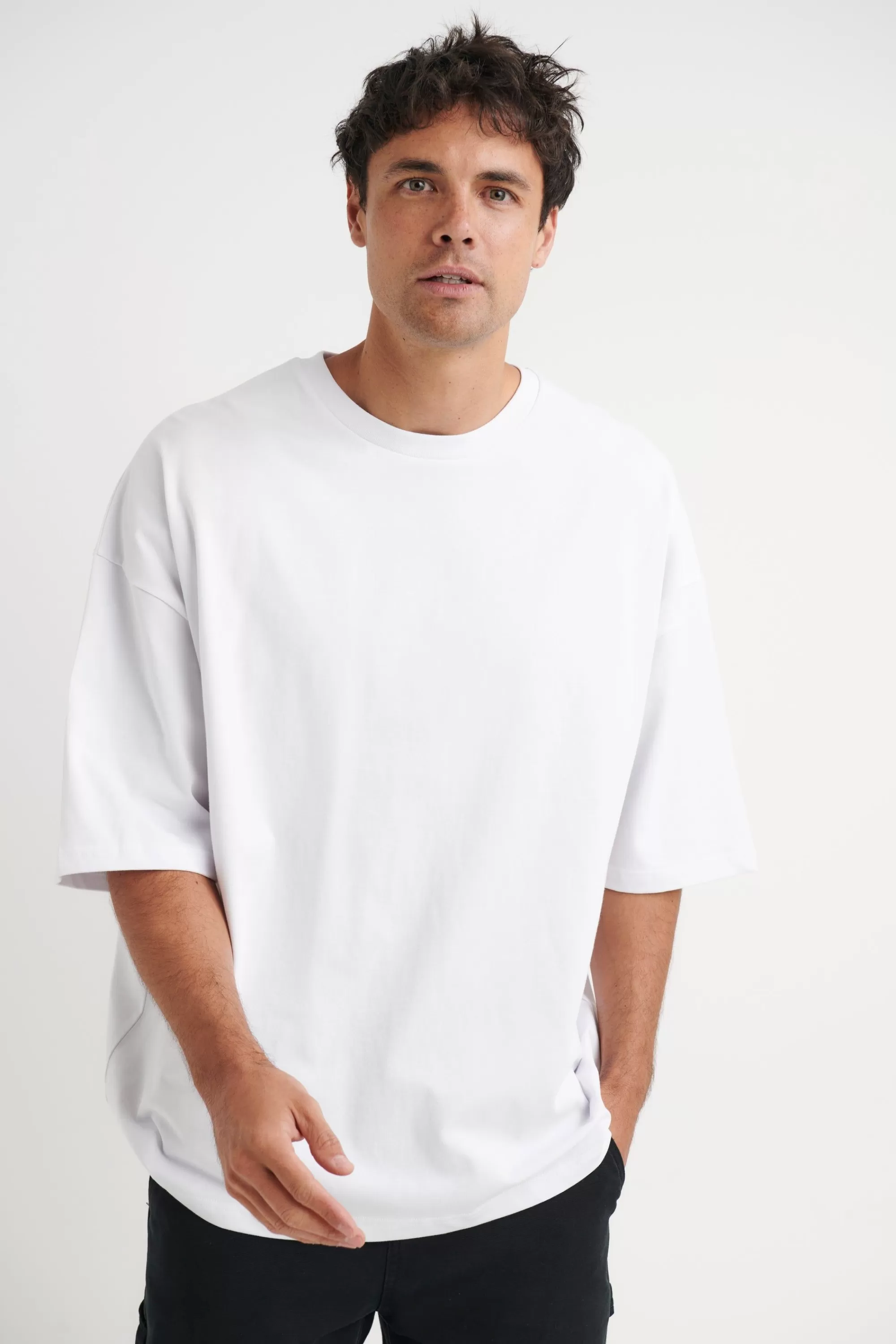 Tees>Sampson and Taylor Miller Drop Shoulder Box Tee White