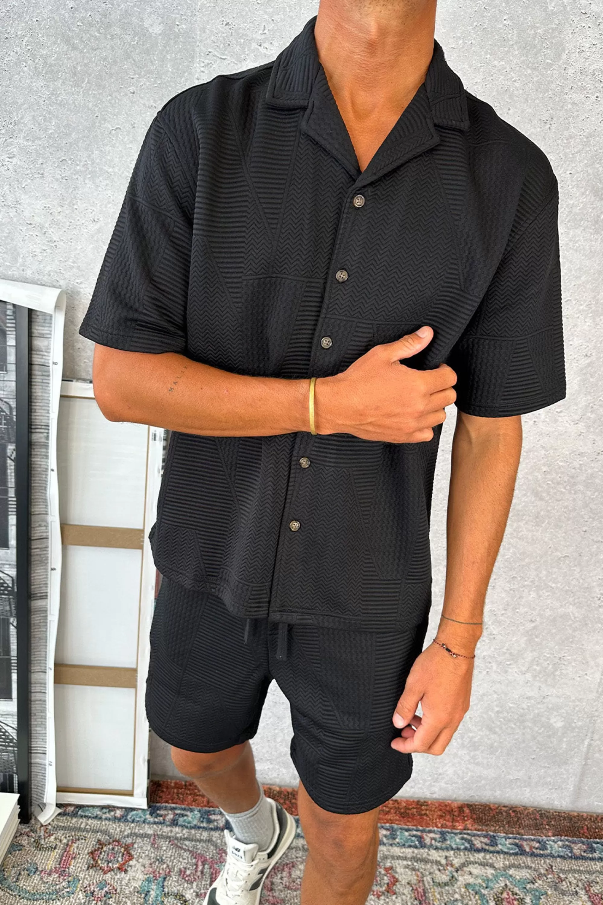 Shirts>Sampson and Taylor Noah Texture Shirt Black